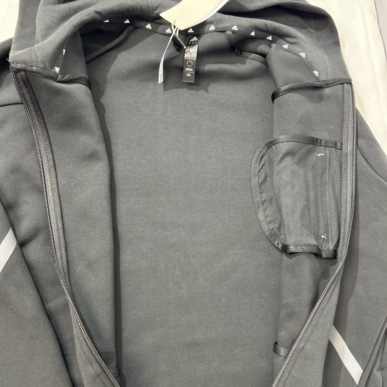 Adidas Hoodie Large Mens Black Gray Designed For Gameday Lifestyle Zip Slim Fit