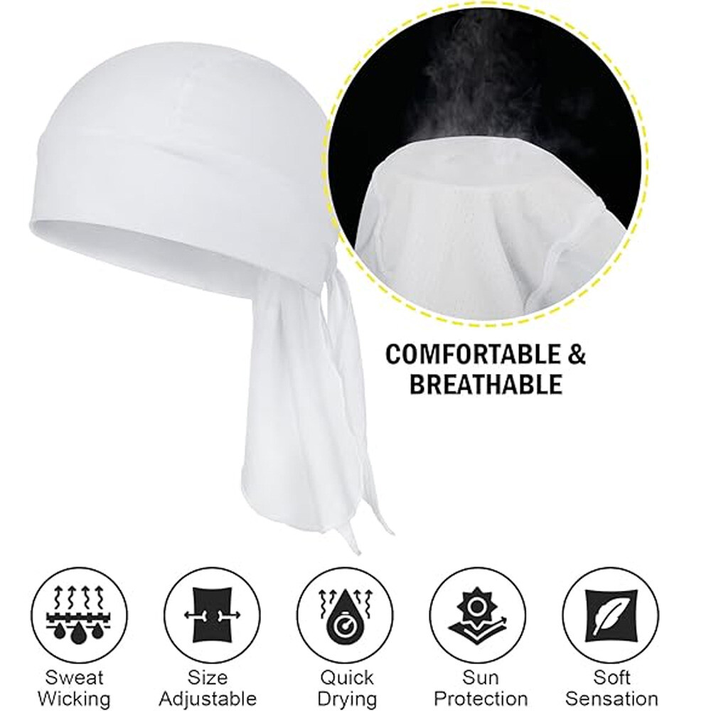 Motorcycle Wrap Biker Du Do Black Bandana Paisley Doo Rag Head Skull Cap Durag
