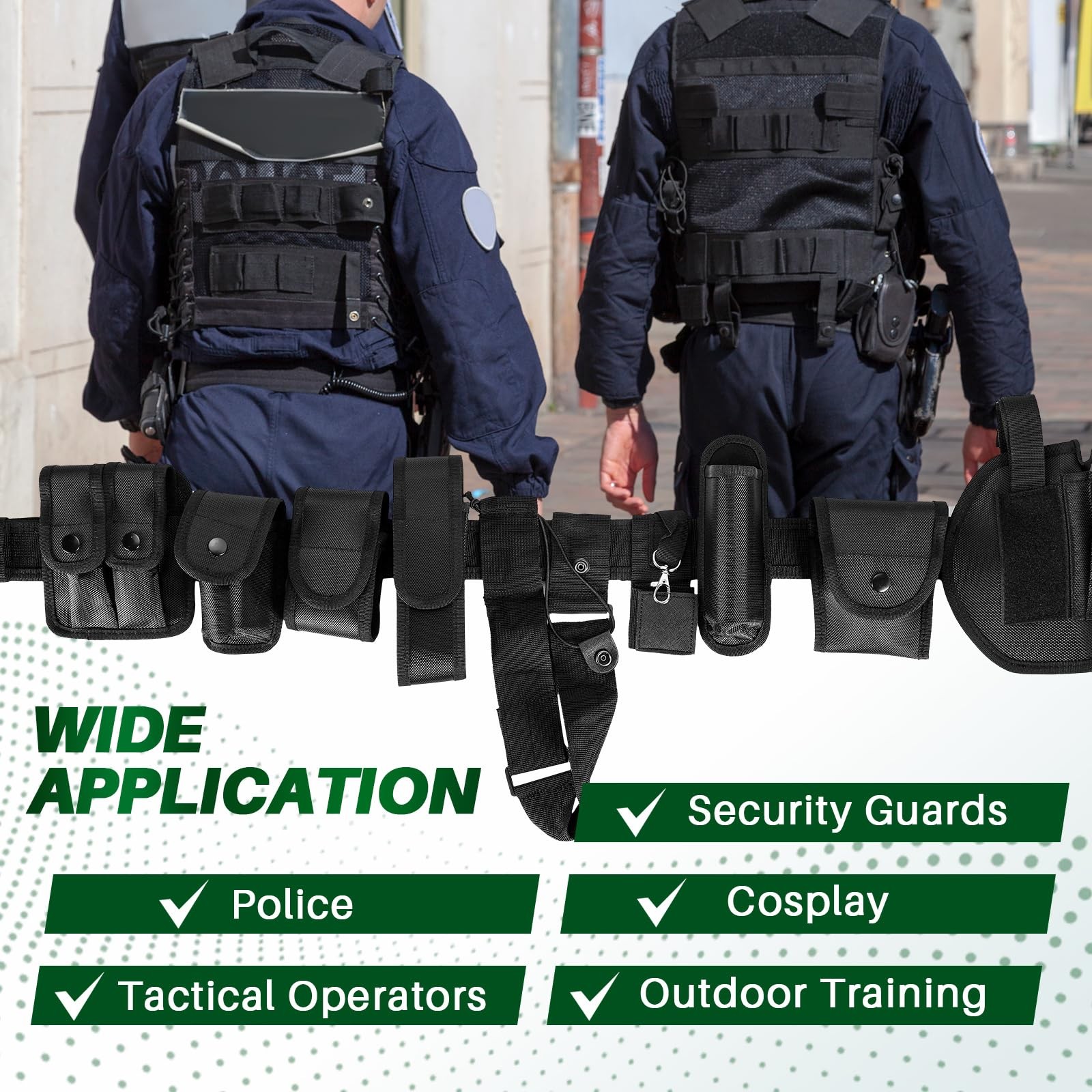 MAOPINER 10 in 1 Police Utility Belt, Tactical Security Guard 10 1, Black
