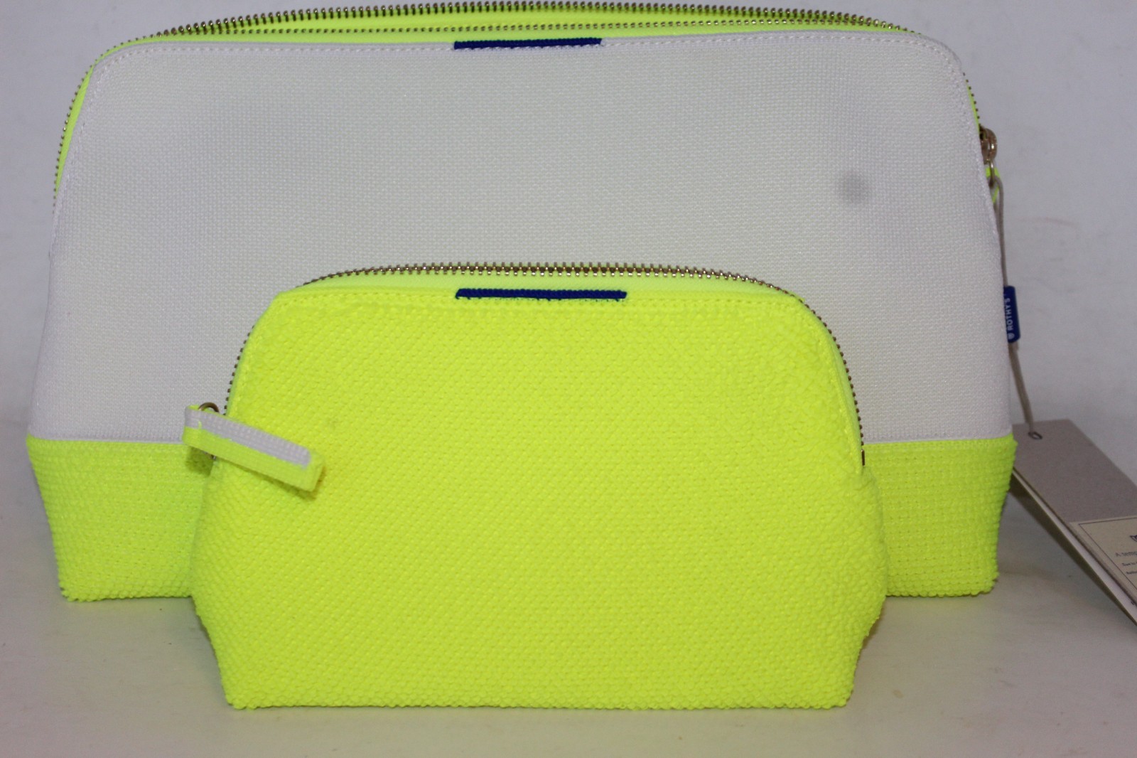 ROTHY’S Women’s Travel Pouch Set White/Neon Yellow Recycled Bag Size Large