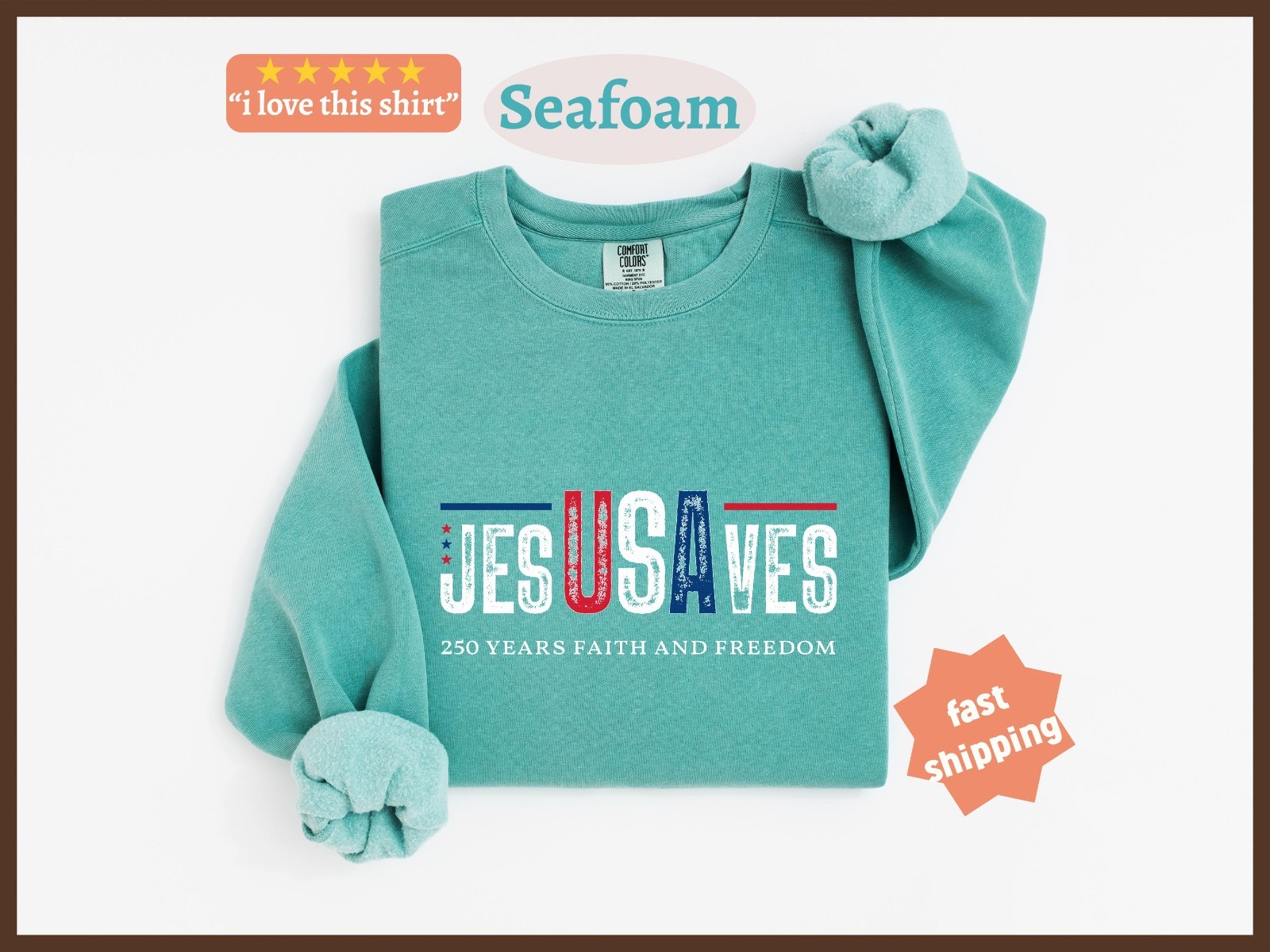 Jesus Saves USA 250 Years of Freedom T-Shirt Christian Patriotic July 4th Tee