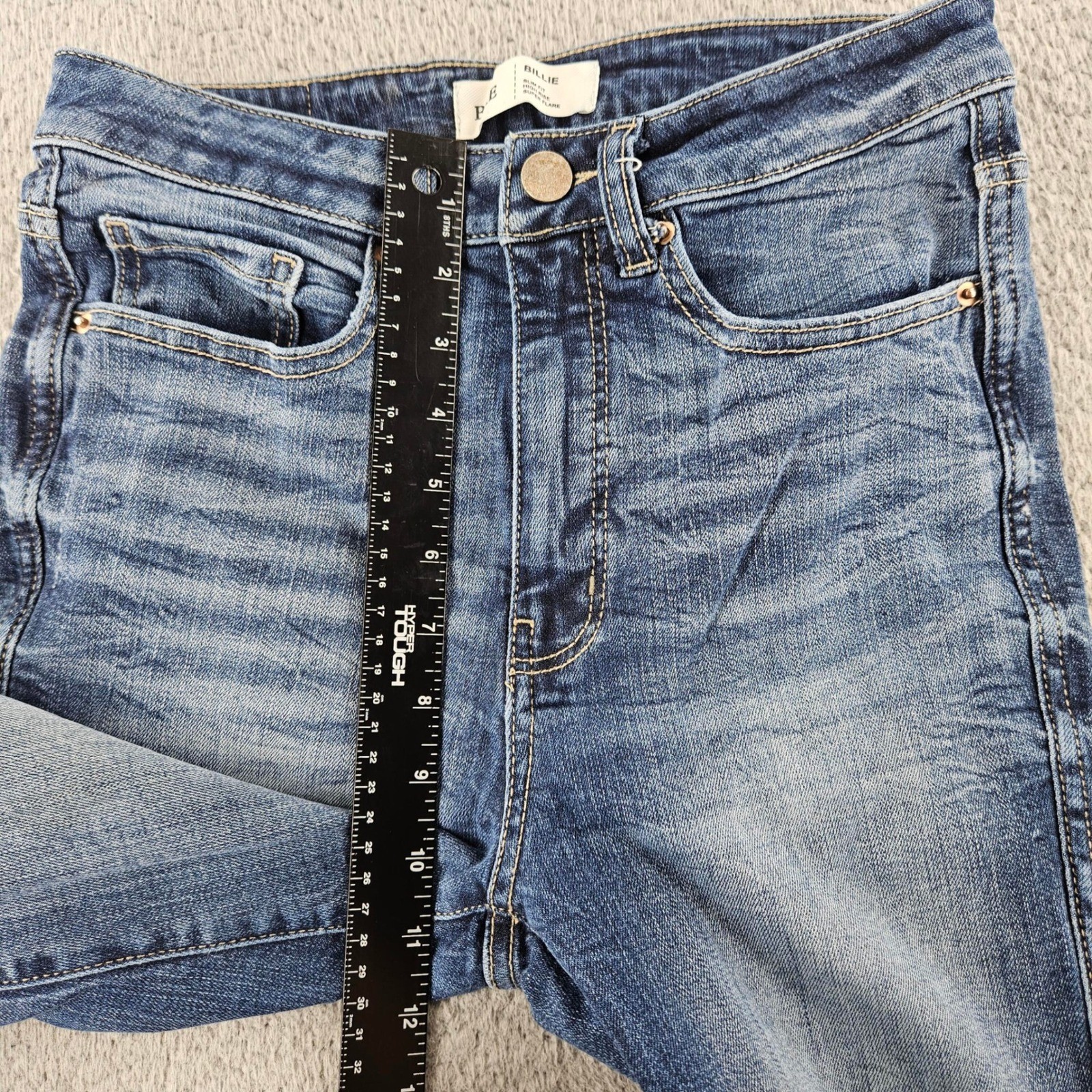 BKE Billie Jeans Womens 28 Blue Slim Fit High Rise Super Flare Distressed Jeans