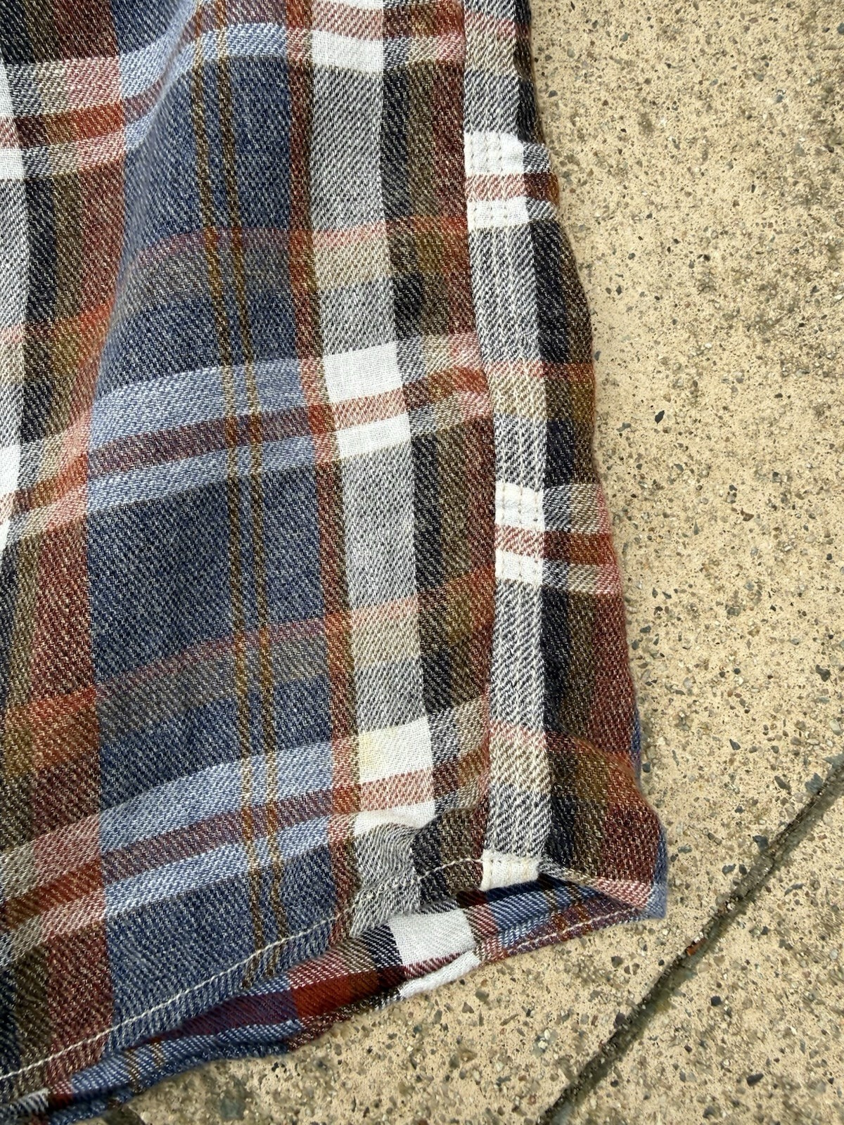 shuttle notes master cloth plaid linen cotton shirt size 4 (XL) made in Japan