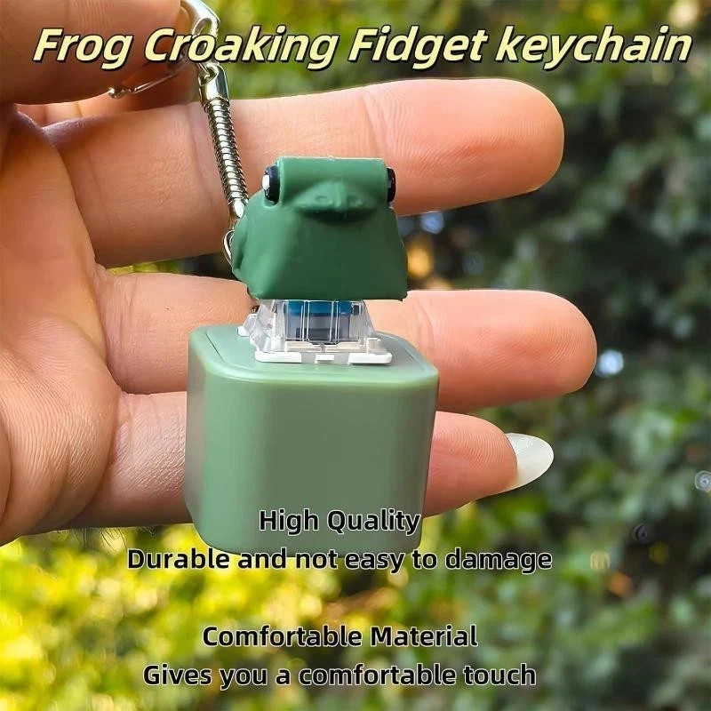 Frog Croaking Fidget Toy Keychain With Colorful Lights Stress Fun Animal Sound