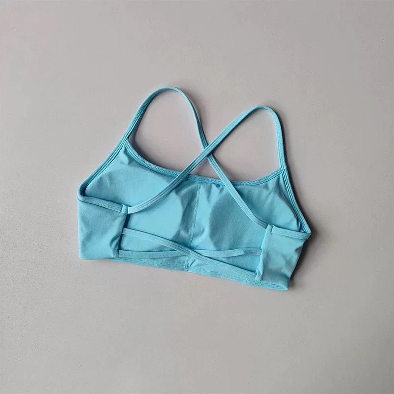 Women’s Cross Back Sports Bra Shock Resistant Gathered Sexy Gym Running Bra Summ
