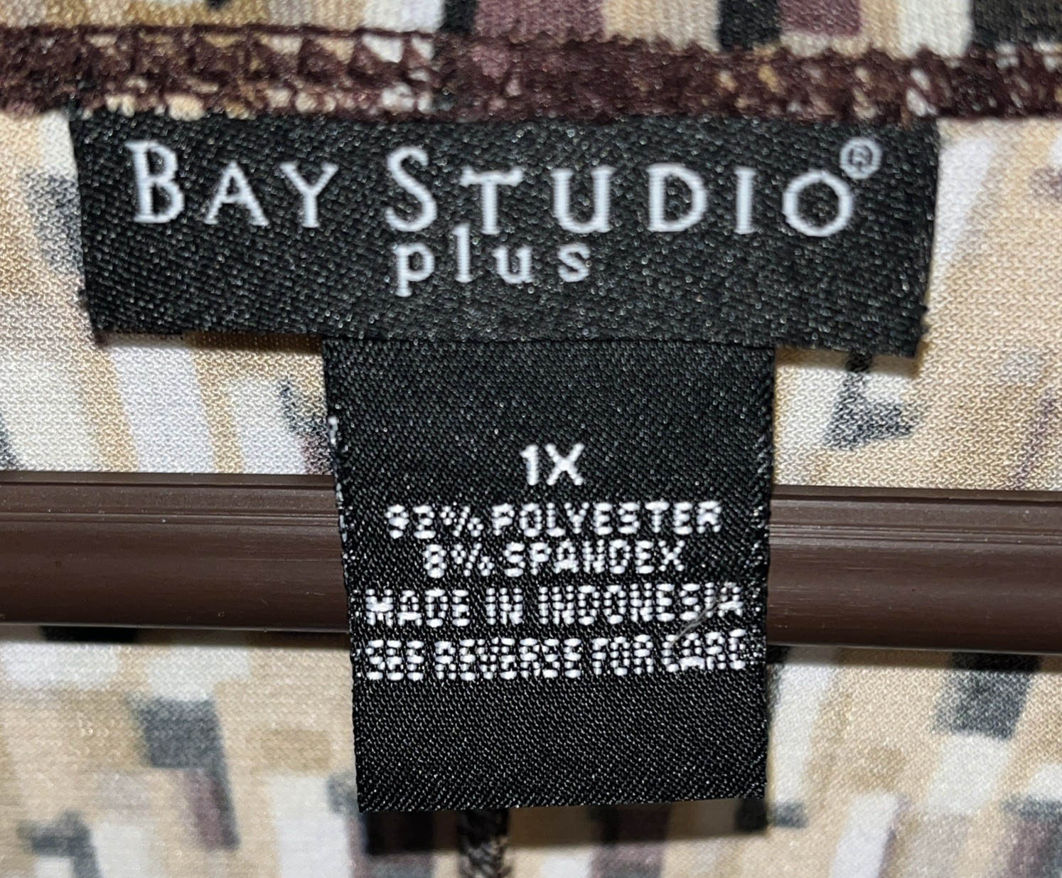 Bay Studio Plus 1X Brown/Tan/Cream Print Faux Tank Boho Chic Tunic Grandmacore