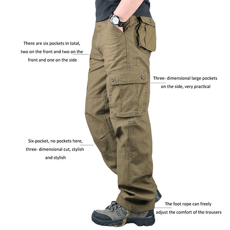 Men’s Army Tactical Combat Cotton Cargo Work Pants Outdoor Hiking Trousers