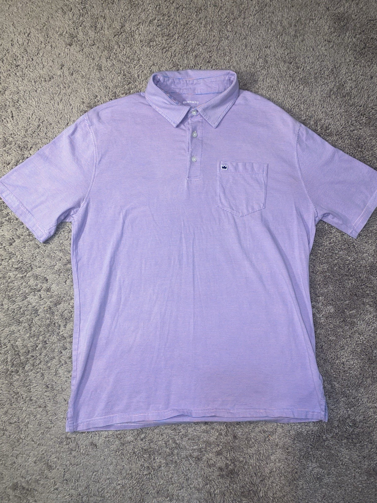 Crown Ivy Striped Beach Polo Size Medium Golf Tennis Summer Shirt Crown Logo