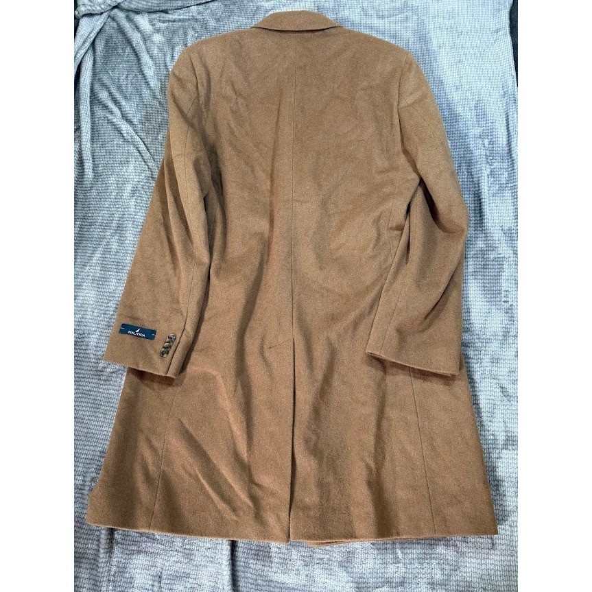 Nautica Mens Wool Camel Overcoat Topcoat Tan Long Jacket 42L MSRP$395 NEW