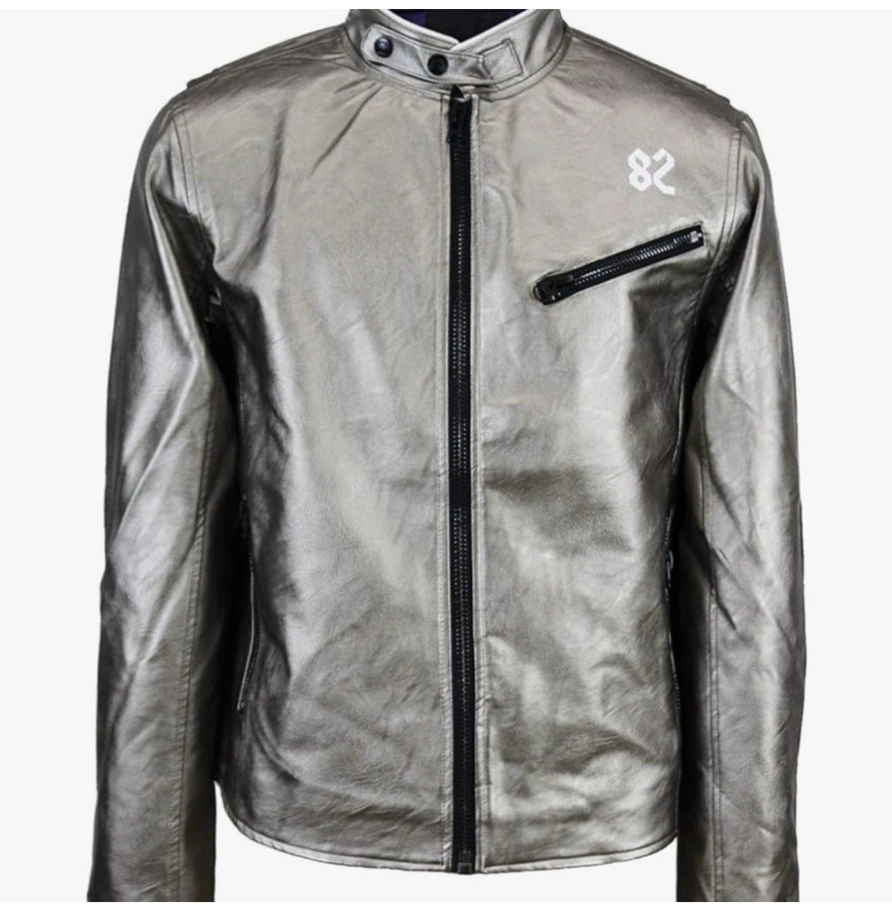 CREATE 2MRW 82 C’Est La Vie Men’s Faux Leather Biker Jacket Black Silver SZ XL