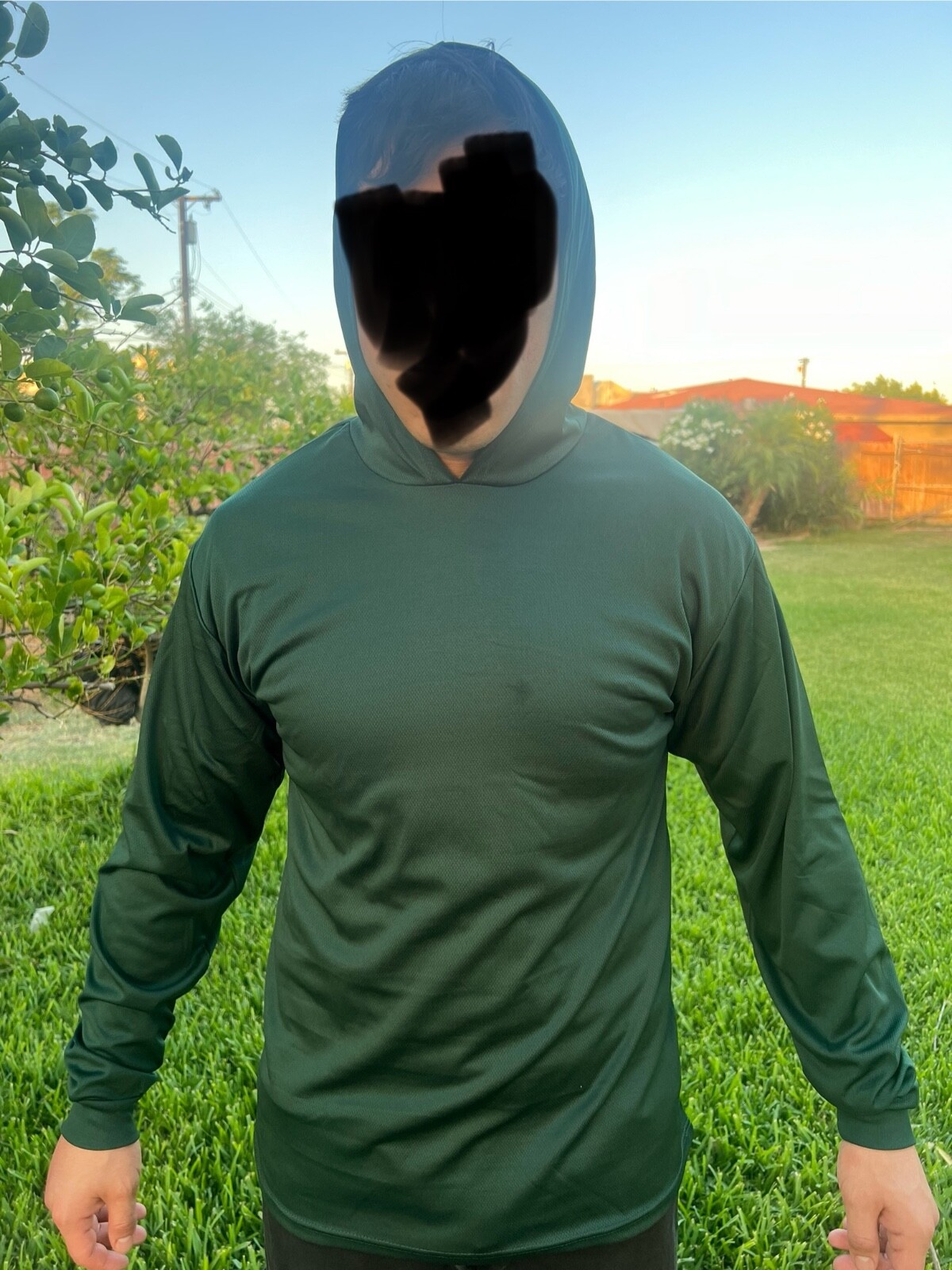 hoodie long sleeve t shirt 100% polyester for UV protection great for work