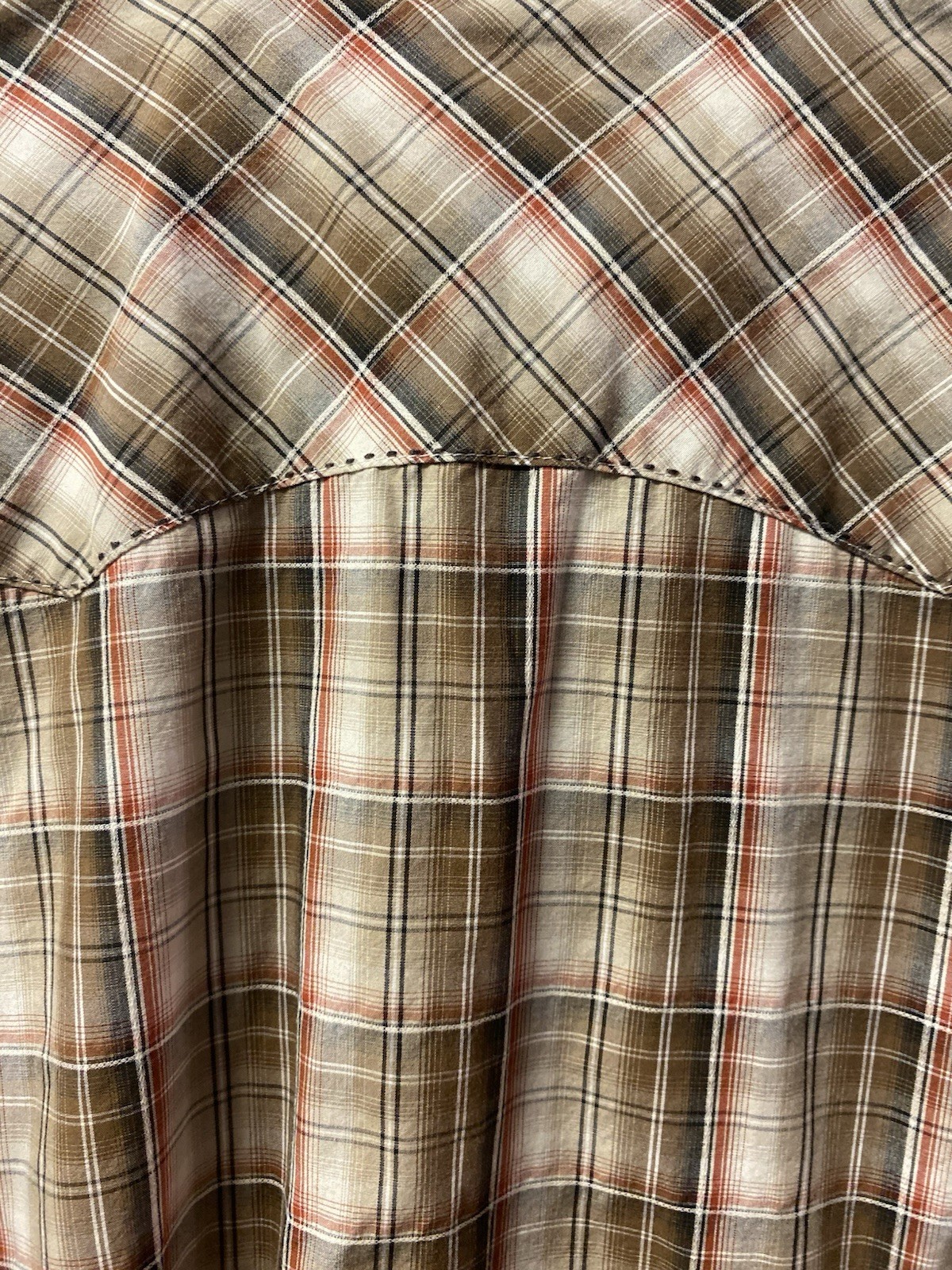 Wrangler Men’s M Plaid Long Sleeve Button-Up Shirt H-D Embroidered Patch Pockets