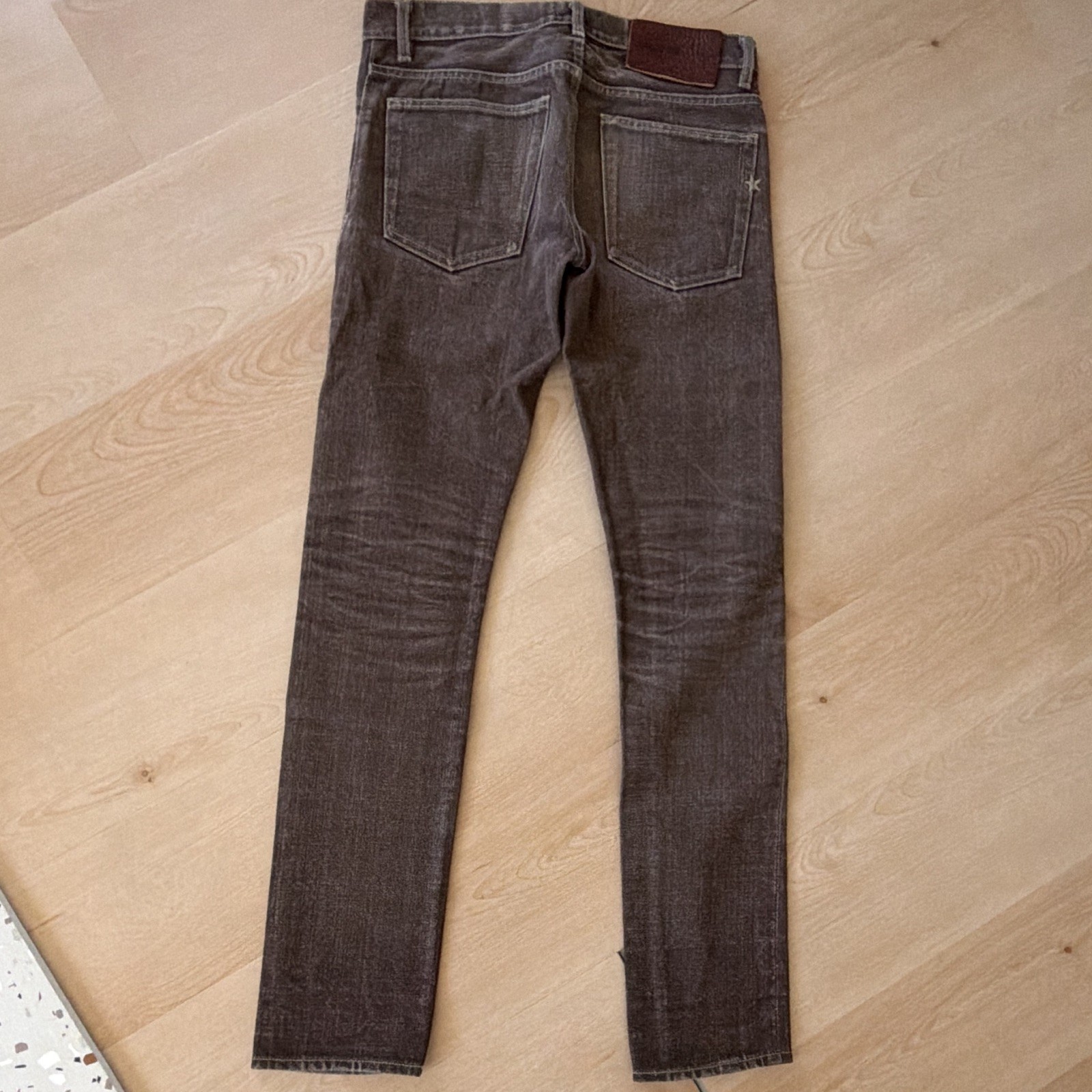 Brave Star Men’s Brown Charcoal Wash Slim Straight Denim Jeans Button Fly