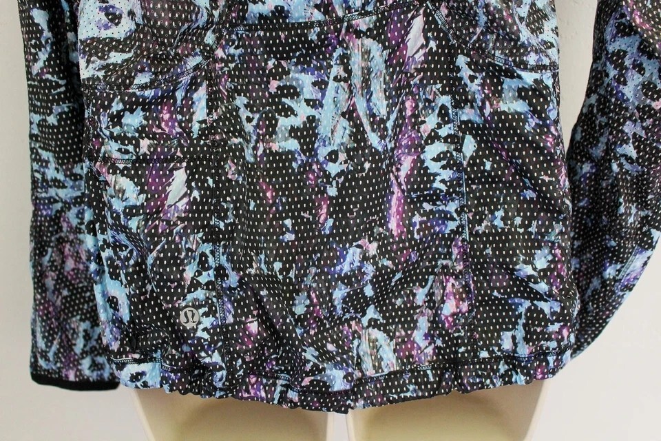 Lululemon 8 Back Pack It Wind Jacket Floral Sport Tranquil Blue Multi W4H45S
