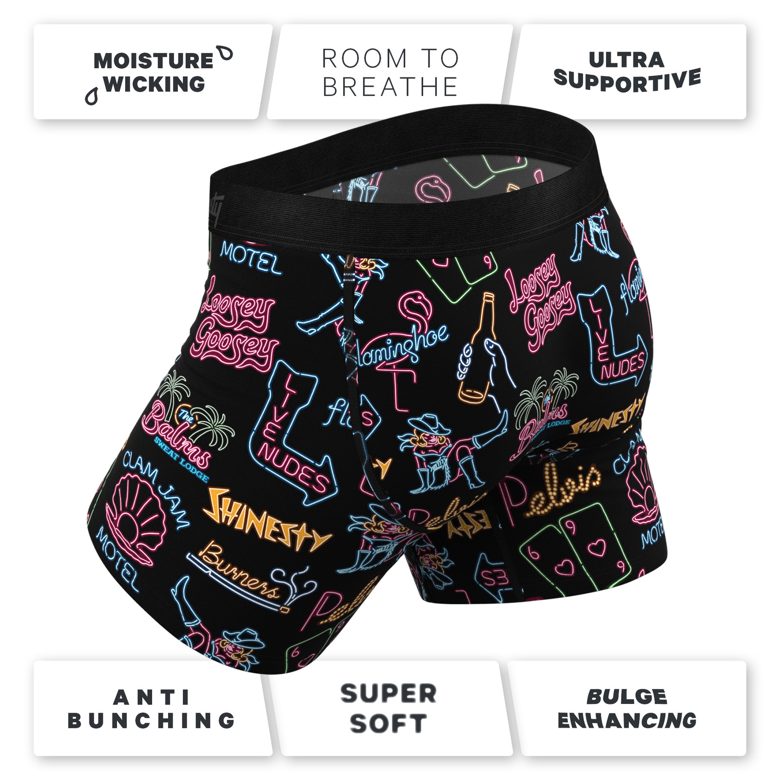 Shinesty “The Neon Dream” Vegas Signs Ball Hammock® Pouch Underwear with Fly