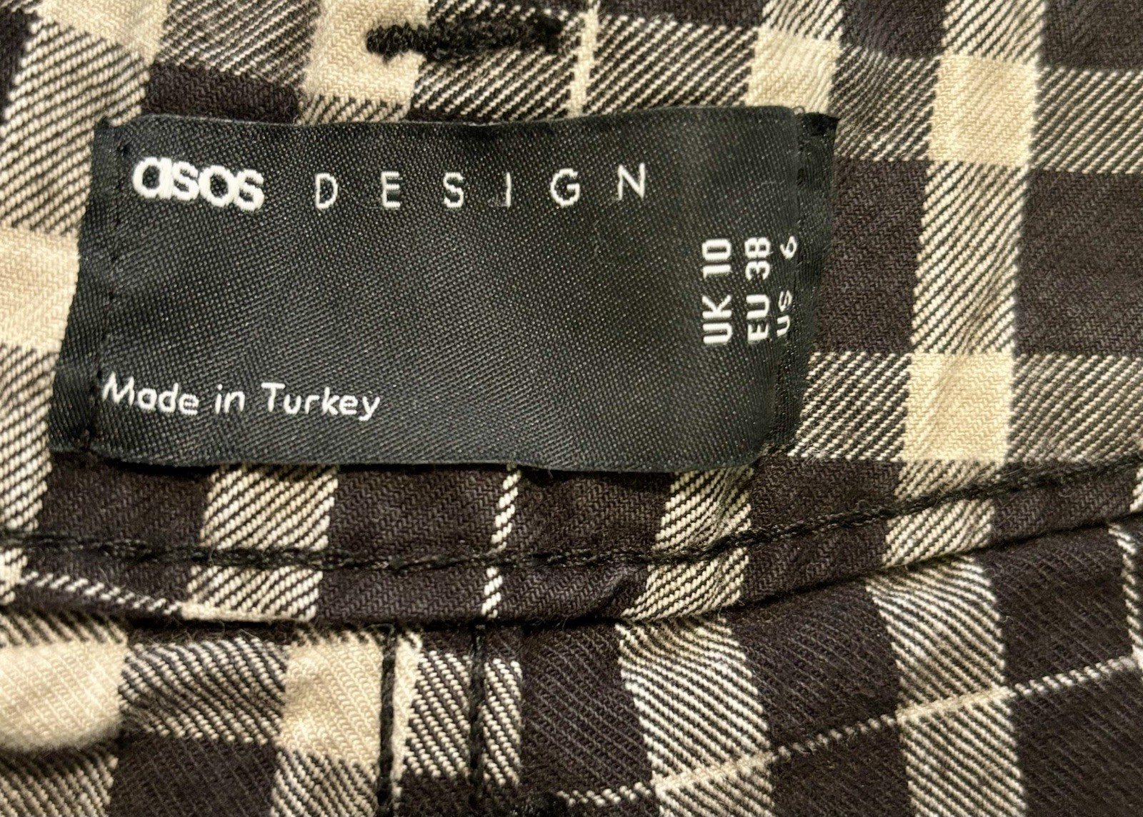 ASOS DESIGN Women Pants Size 6 Black White Checkered Plaid High Rise Wide Leg