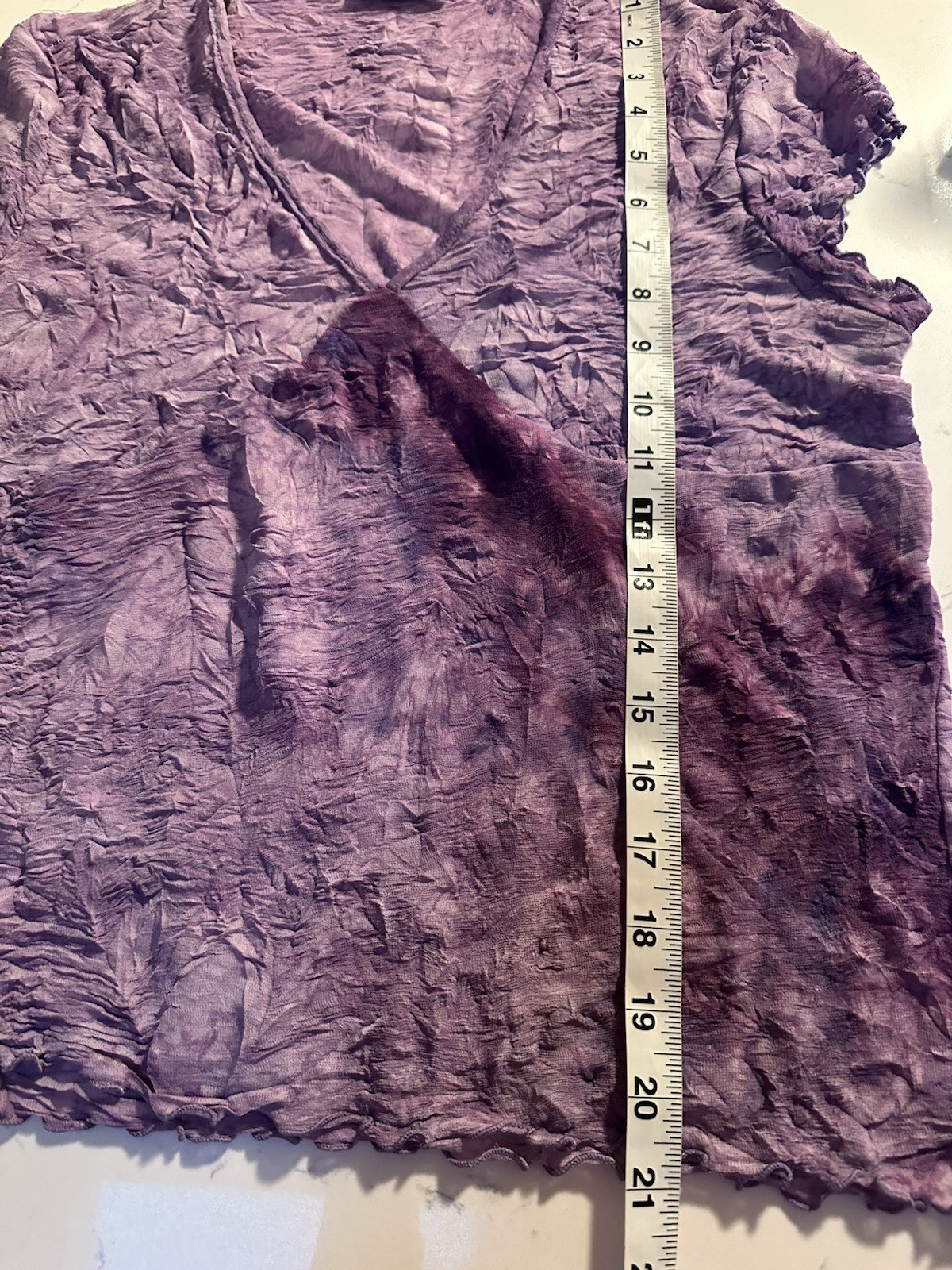 Vtg Y2K Babydoll Top Purple Crinkle Mesh Stretch Whimsigoth Fairy Grunge 90s 1X