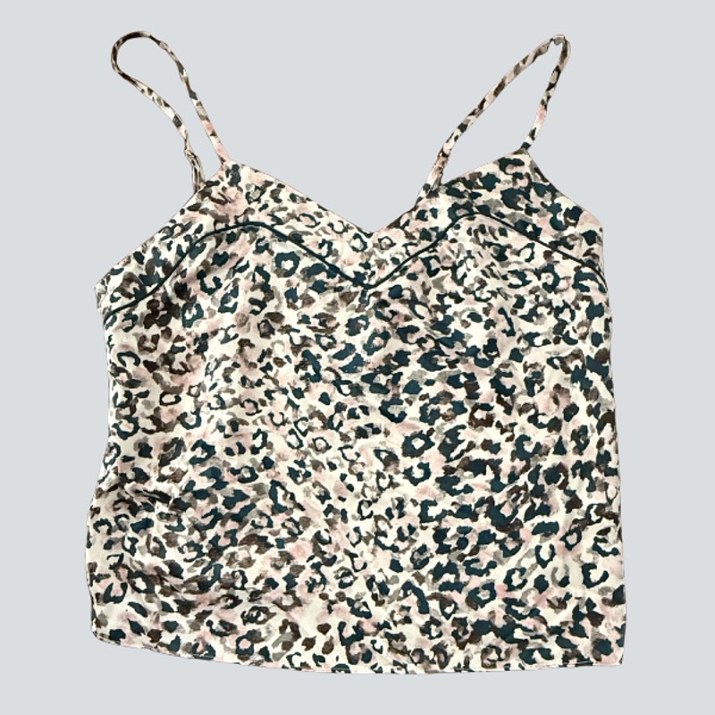 Midnight Bakery Leopard Print Cami Spaghetti Strap V-Neck Top Size Medium