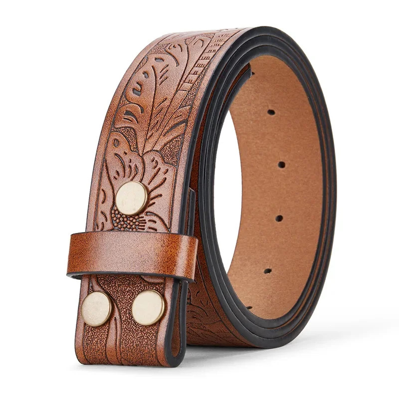 3.8Cm Belts without Buckle Pu Leather Belt Body No Buckle Strap for Smooth Buck