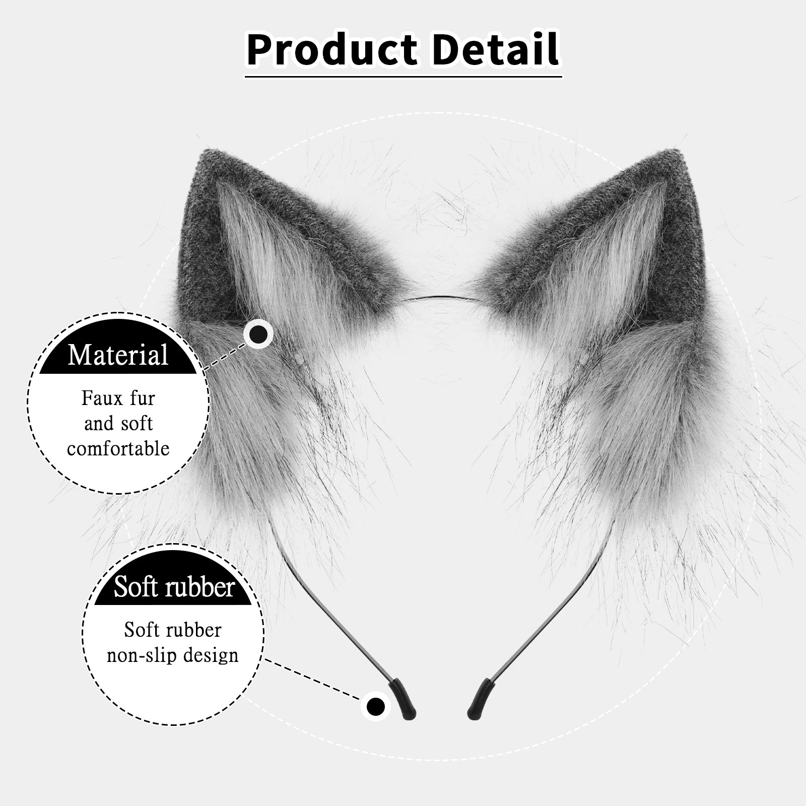 Handmade Faux Fur Animal Ears Headband Furry Cat Fox Ear Hairhoop Headwear