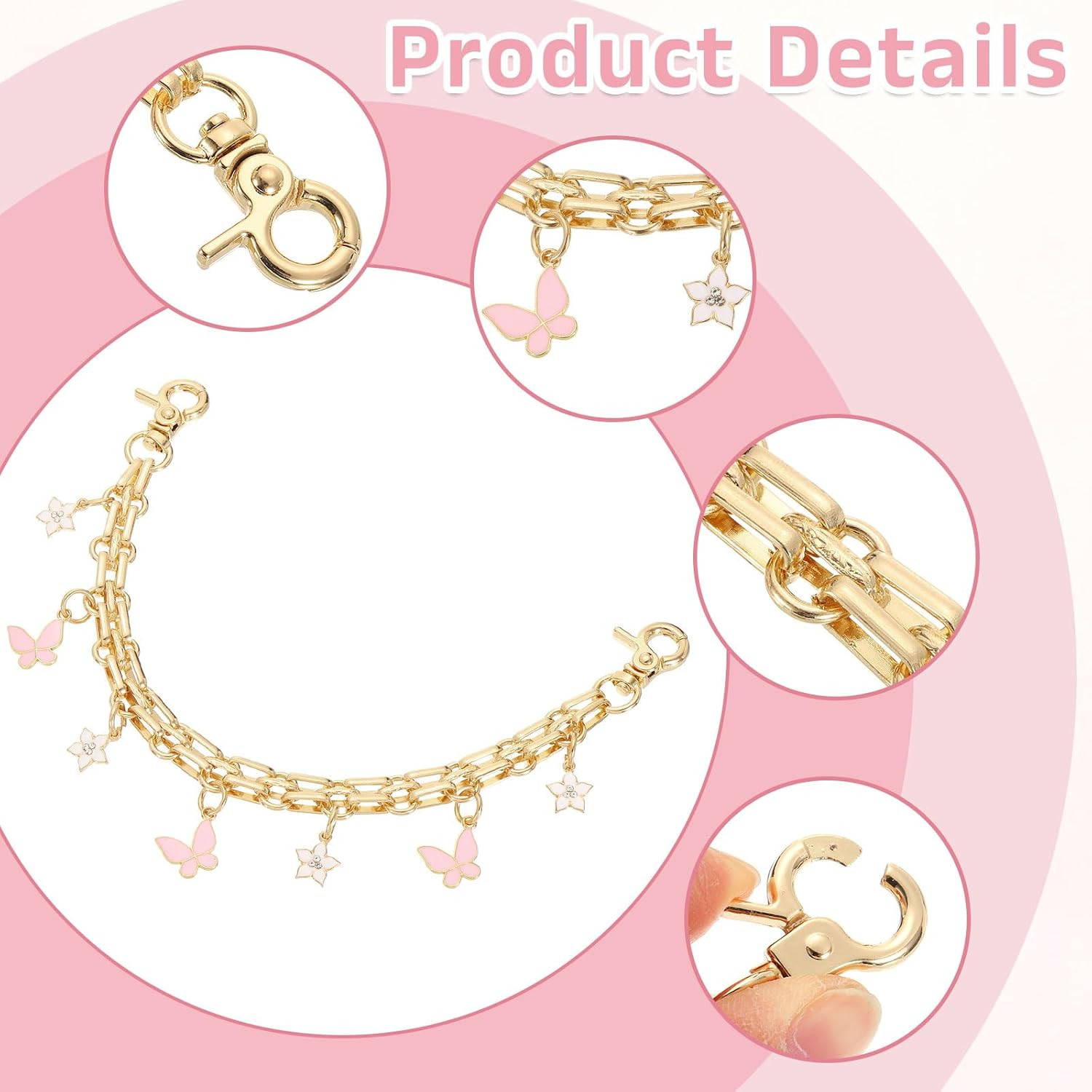 1Pcs 10″ Purse Extender Chain Strap, Bag Accessories Charm for Women Handbags Ha