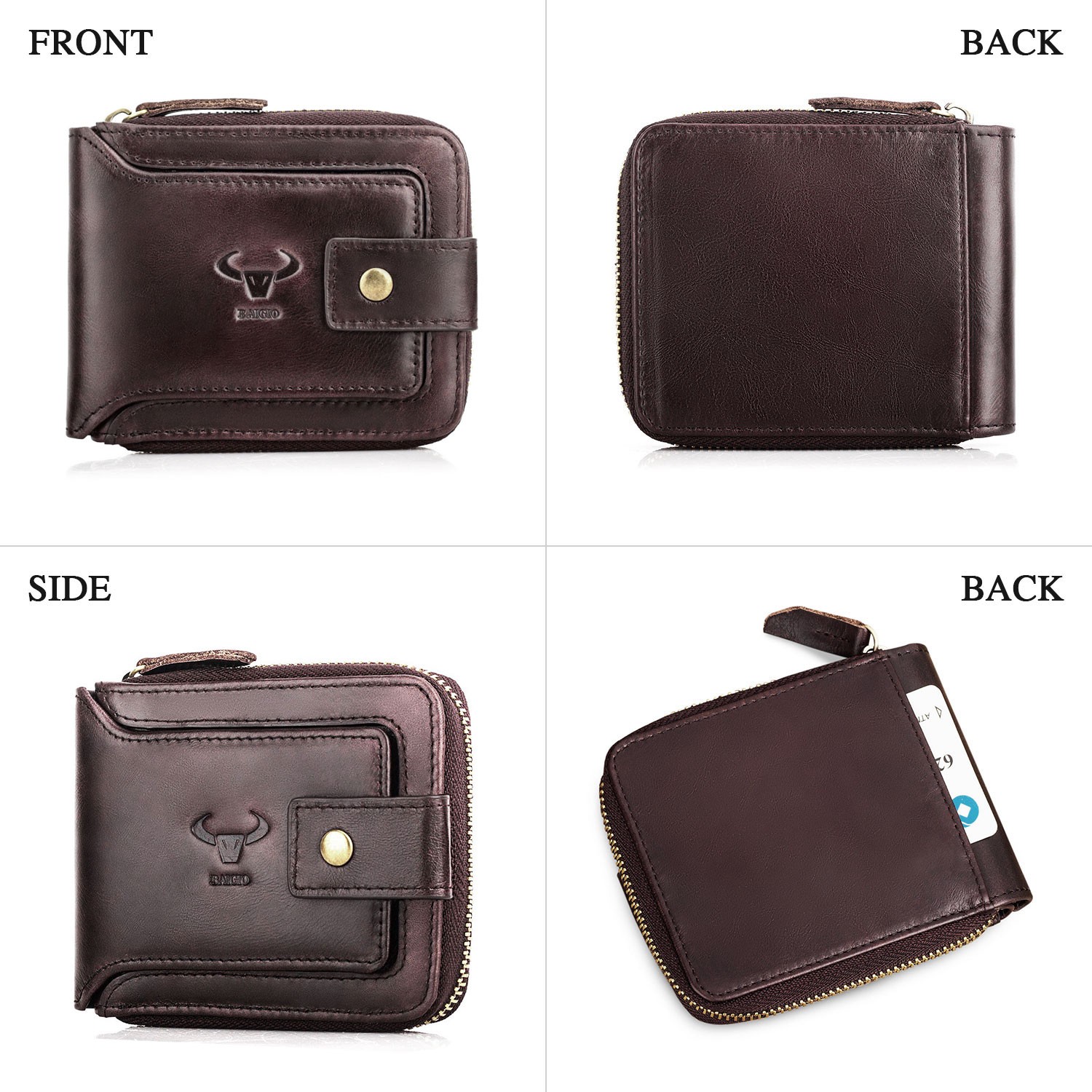 Men Wallets Genuine Leather Exceptional Slim Purse ID Card Holder Coin Pocket US