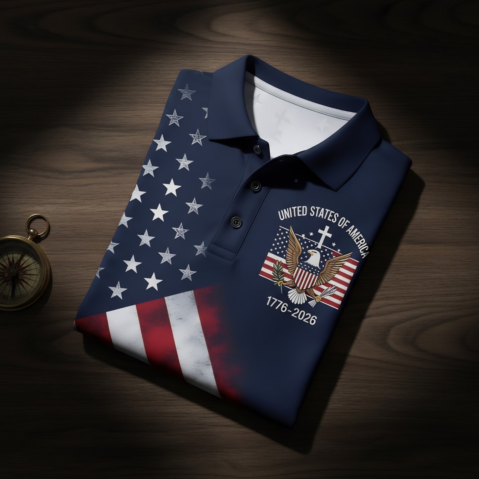 250th Anniversary Patriotic Polo Mens United States Of America 1776-2026 (S-5XL)