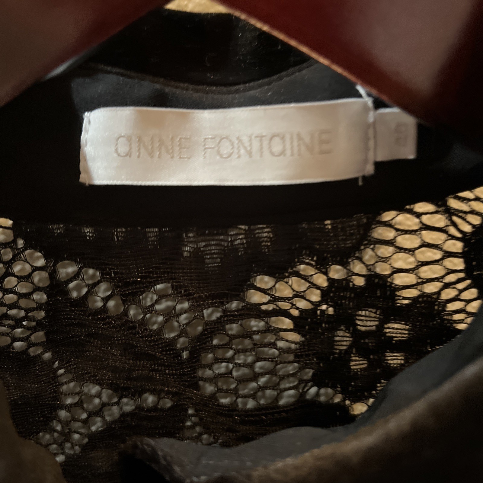 Anne Fontaine Black Lace Velvet Trim Blouse With Matching Velvet Camisole.