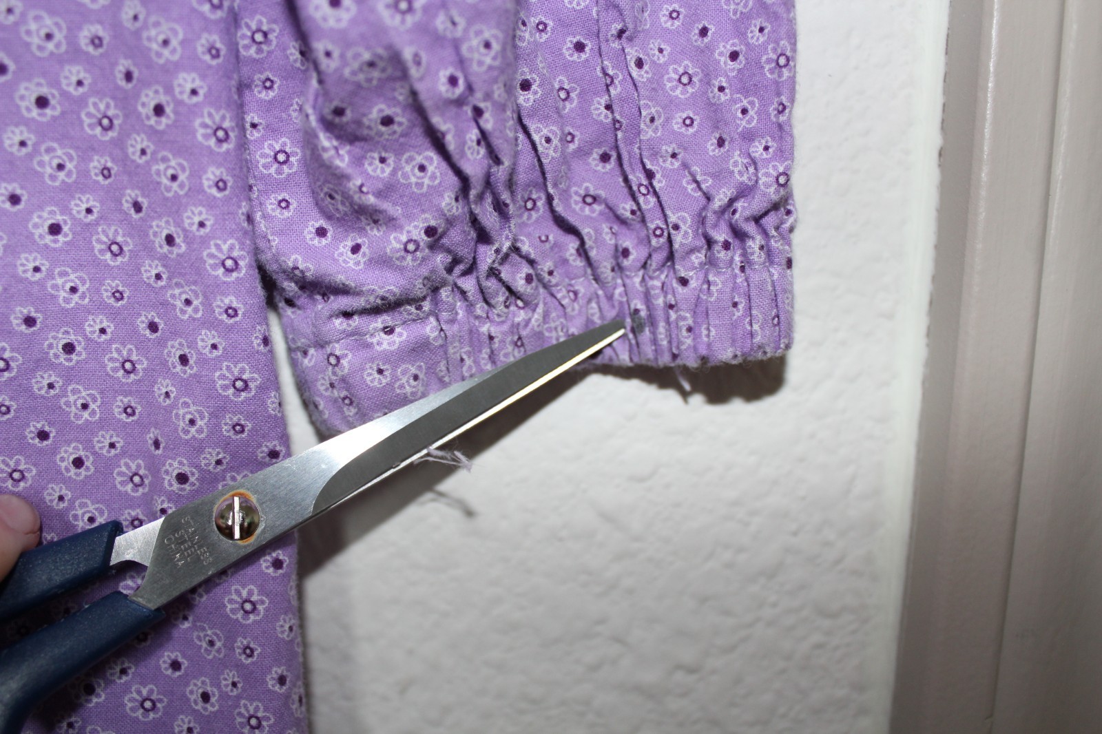 Handmade Vtg 70s Muumuu Dress Purple Cotton Floral Peter Pan Collar Lavendar XS