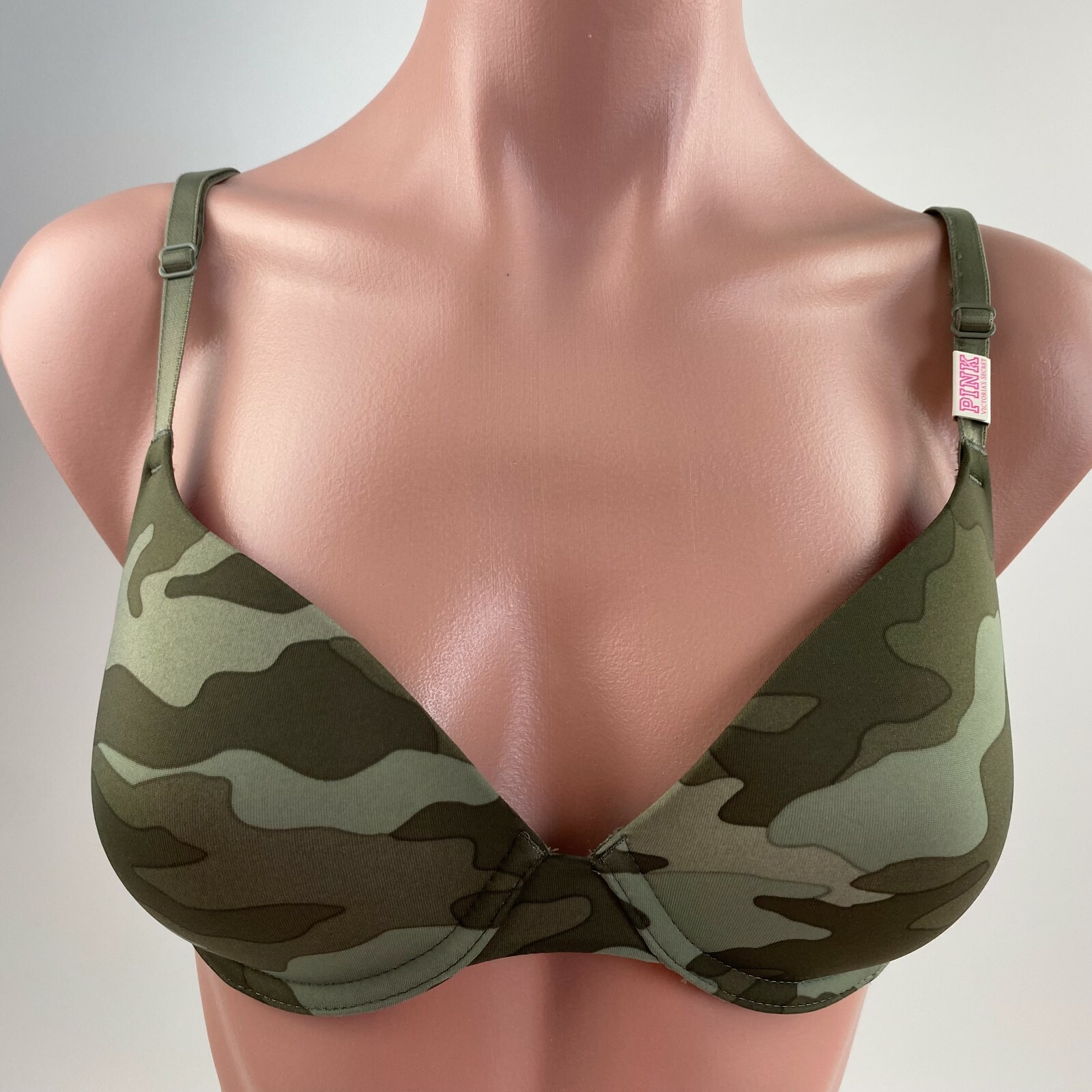 Victoria’s Secret PINK Wear Everywhere T-Shirt Lightly Lined Bras Green 32C NWT