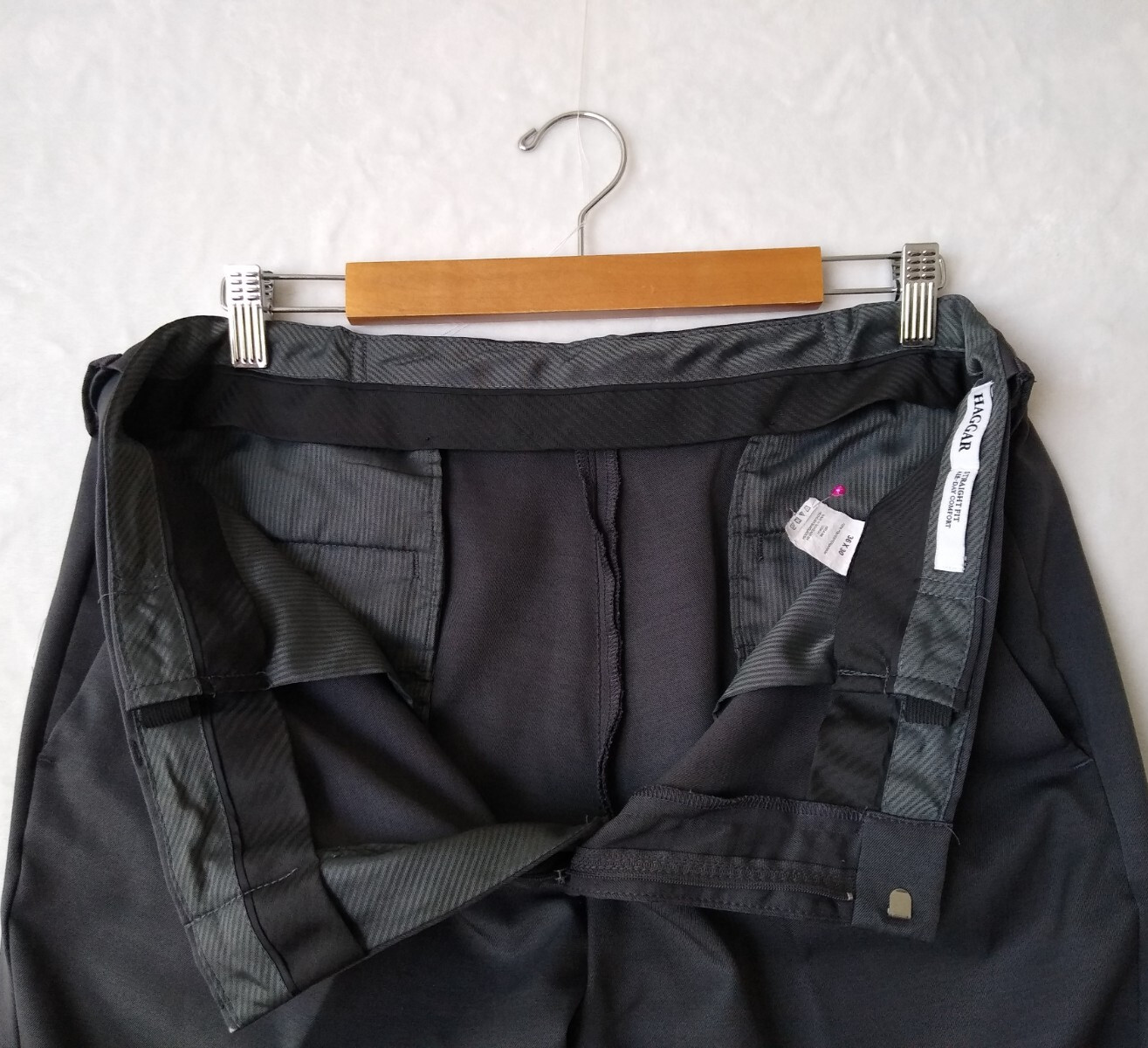 Haggar Dress Pants Mens 36×30 Gray Straight Fit All Day Comfort Expandable-Waist
