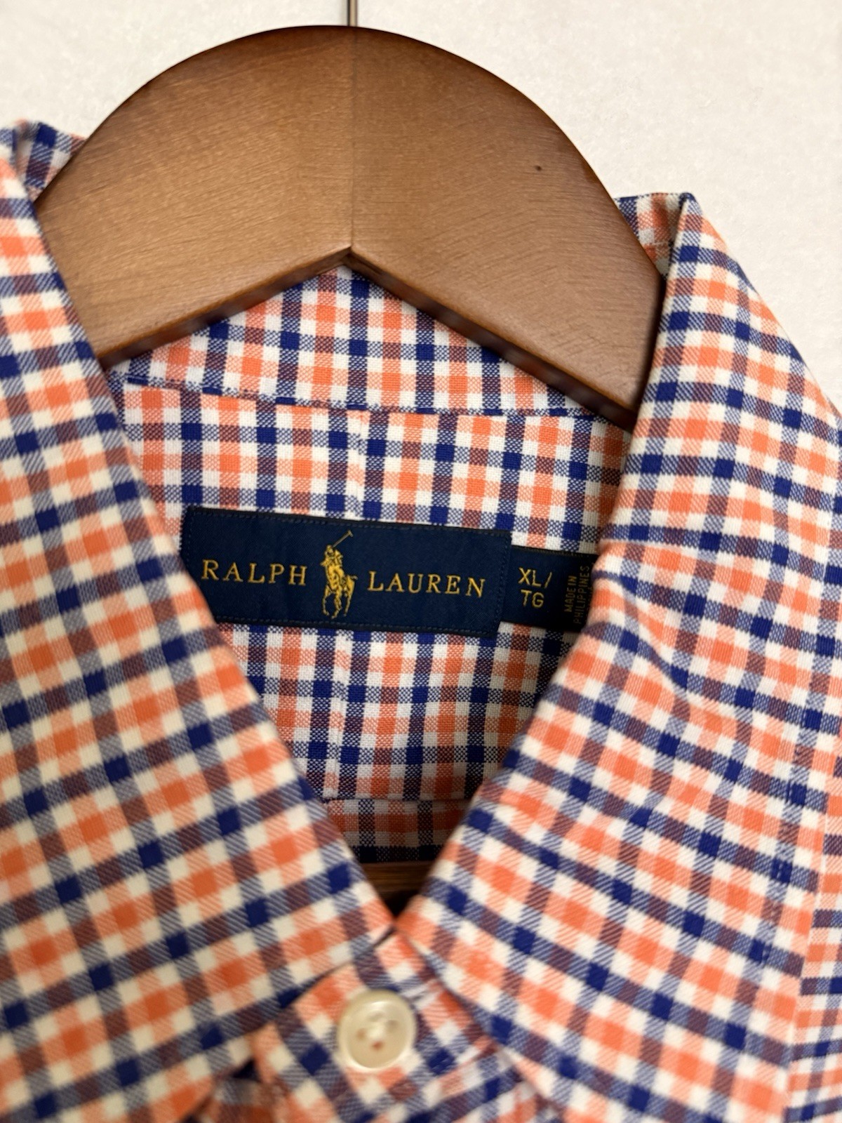 Ralph Lauren EUC Orange Blue White Grid Cotton XL