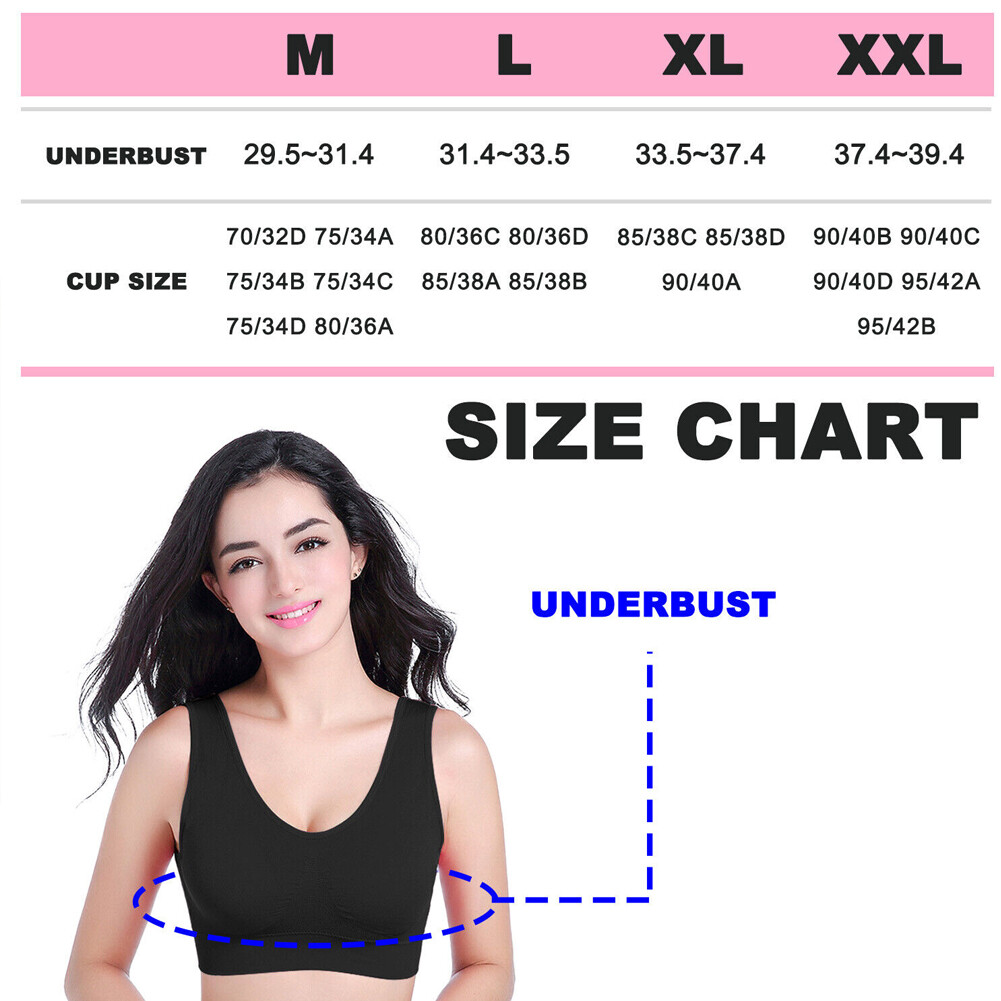 US 2~4 Pack Women’s Padded Sports Bra High Impact Seamless Bralette Plus Size