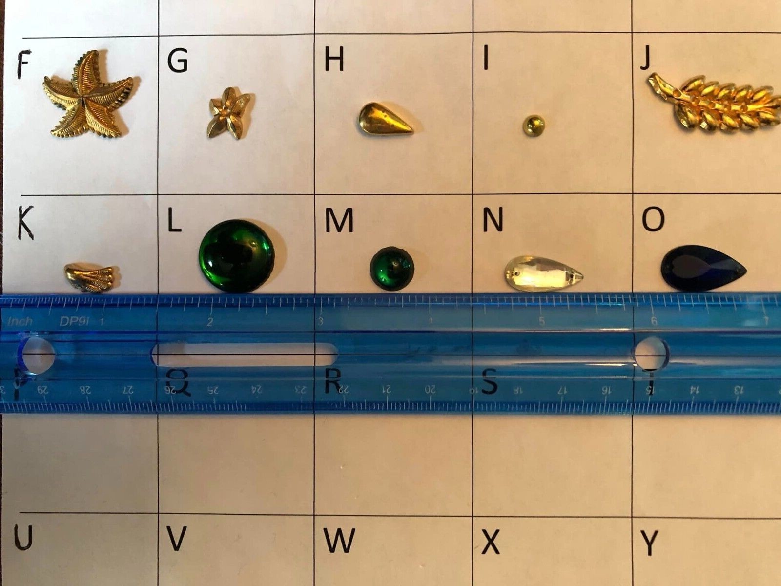 Enid Collins of Texas Replacement Glass Jewels, Gold Metal Leaves, Pearl Parts +