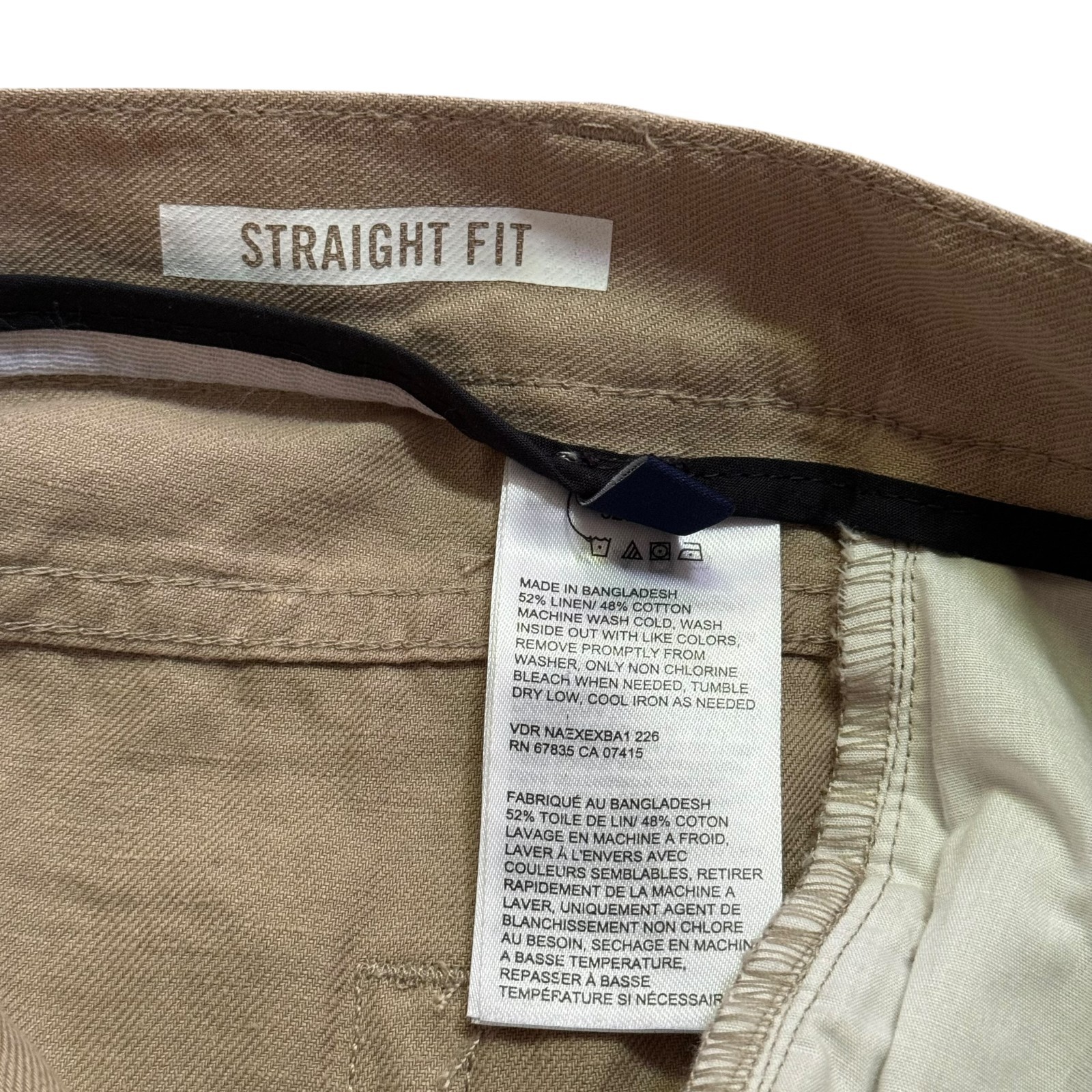 Nautica Mens Straight Fit Lightweight Soft Linen Blend 5 Pocket Flat Front Pants