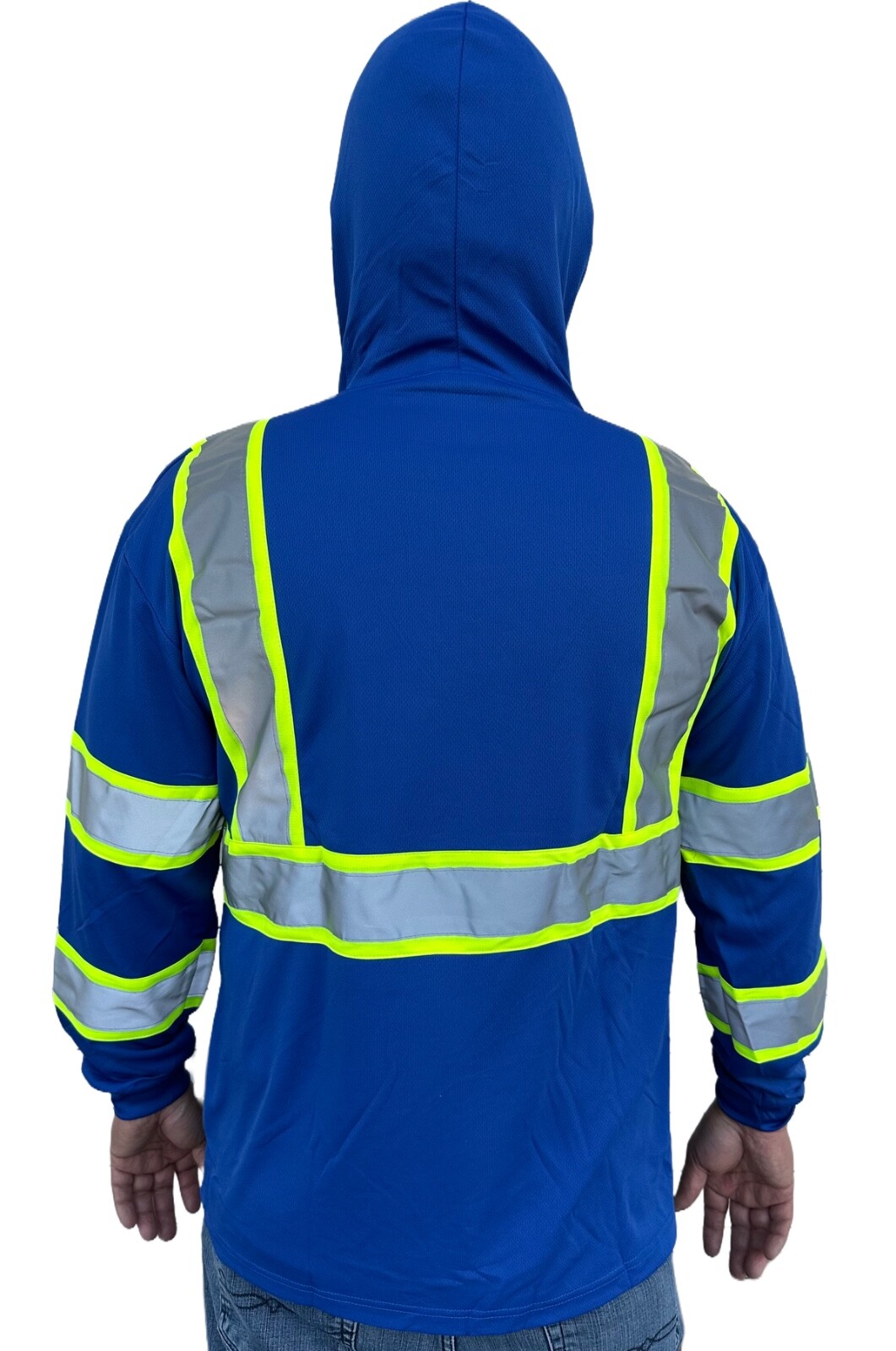 Hoodie Blue High Visibility Safety Shirt With Reflective Stripes