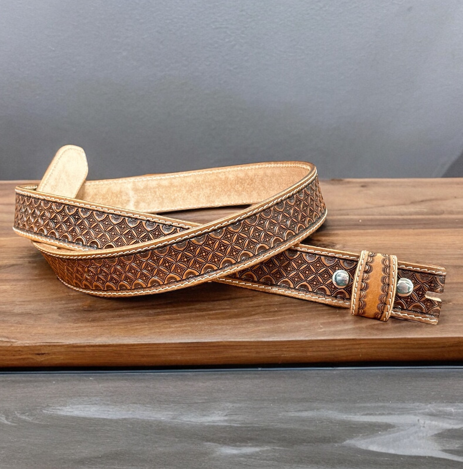 Western Belt Handmade Strap Men’s Full Grain Leather No Buckle Cowboy Rodeo Belt