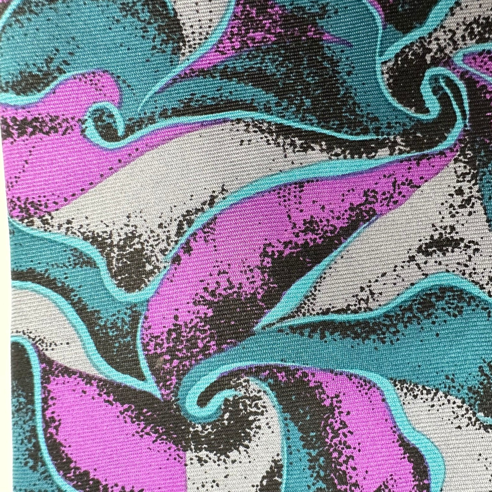 Vintage Chaps Ralph Lauren Mens 100% Silk Tie Abstract Swirl Purple Teal Gray