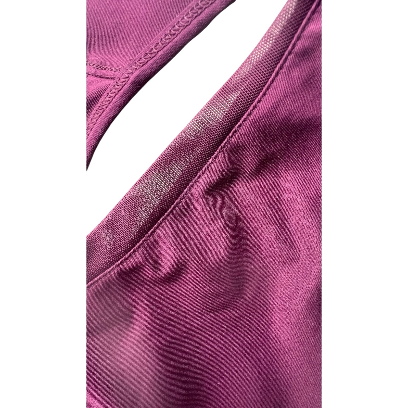 AVIA Black Cherry Red Sheer Strip lattice back sports bra workout yoga size L