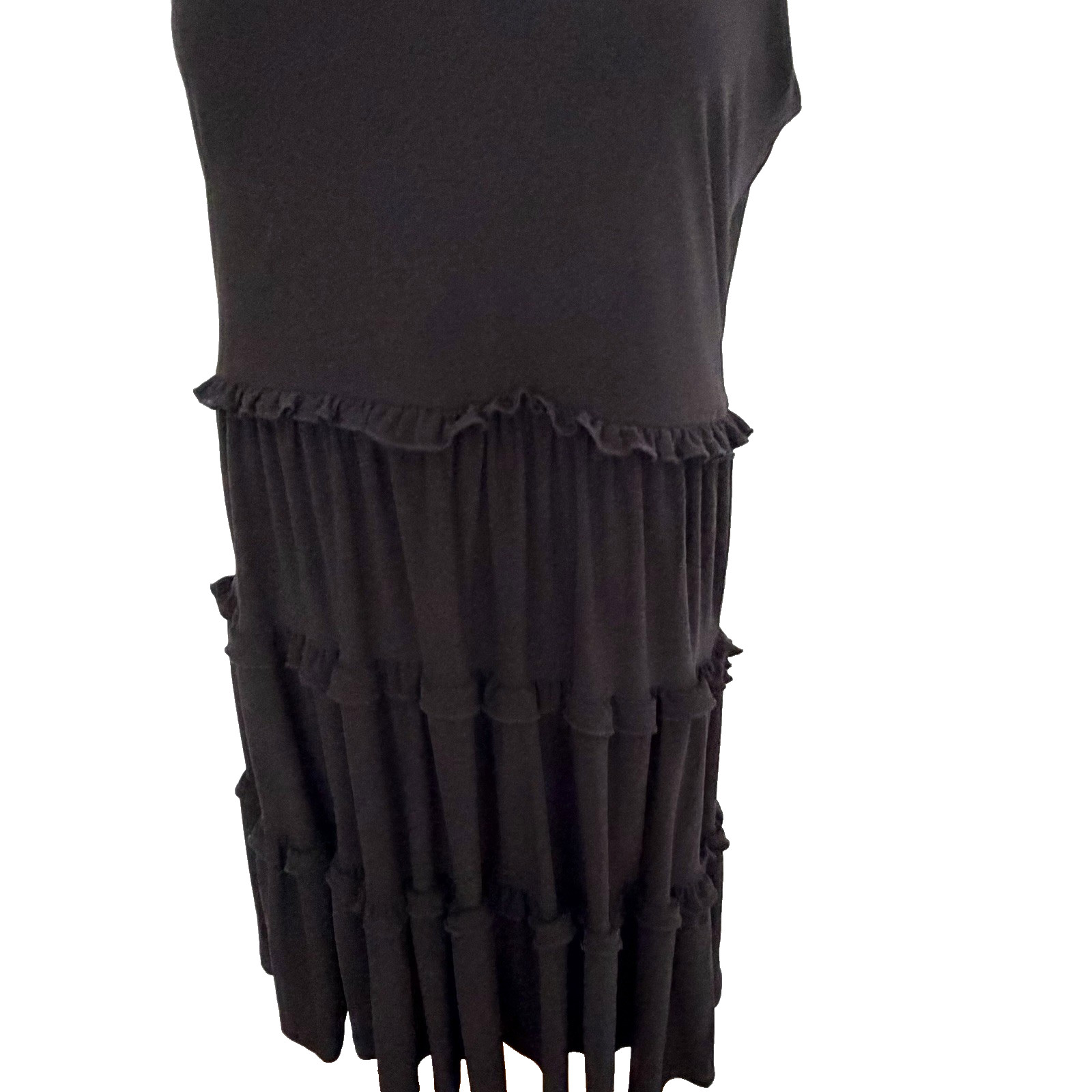 TOMMY HILFIGER Size 8 Dress Black Tiered Ruffles Sleeveless Stretch Knit Capsule