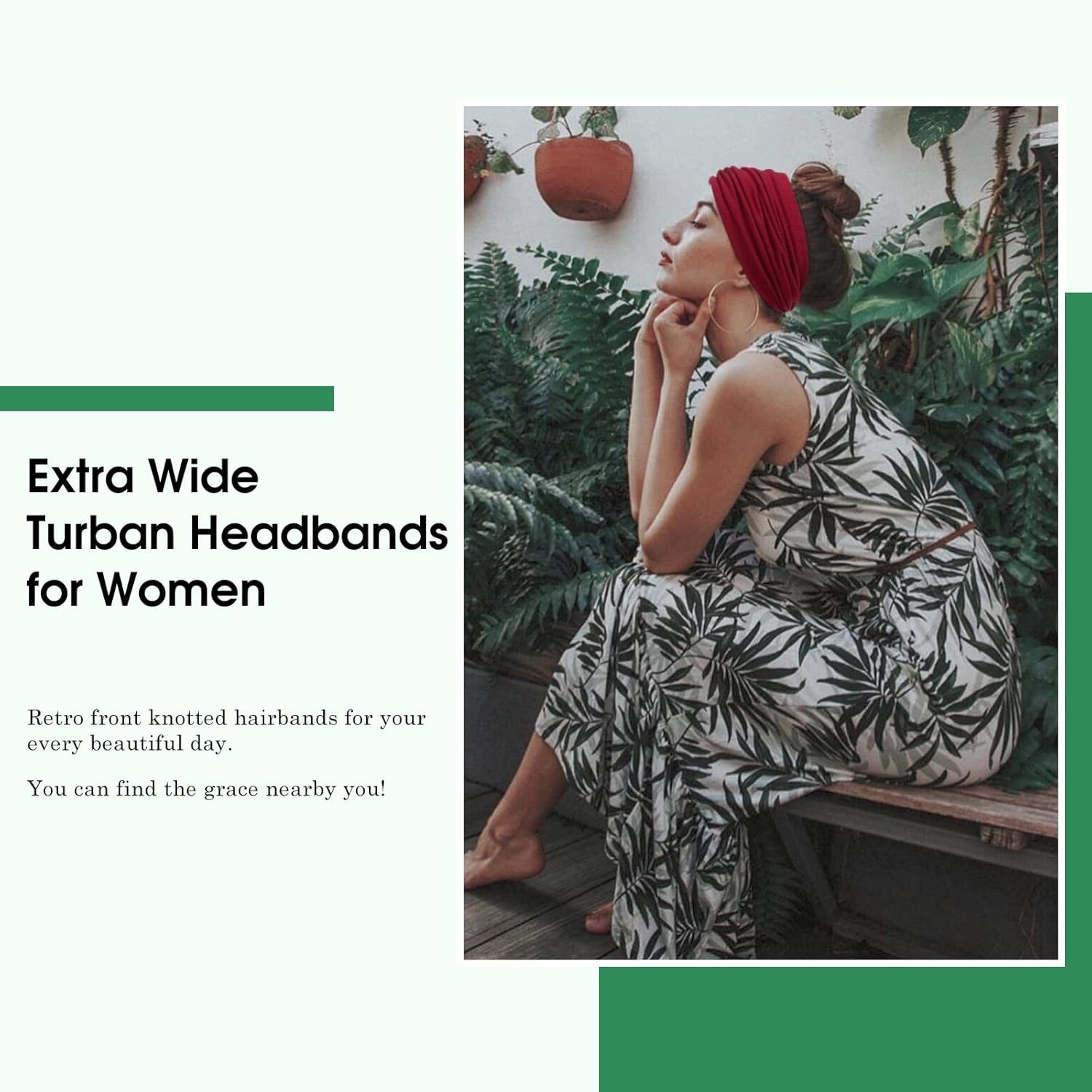 Tobeffect 7” Extra Wide Headbands for Women, Large Thick Turban Head Wrap Headb