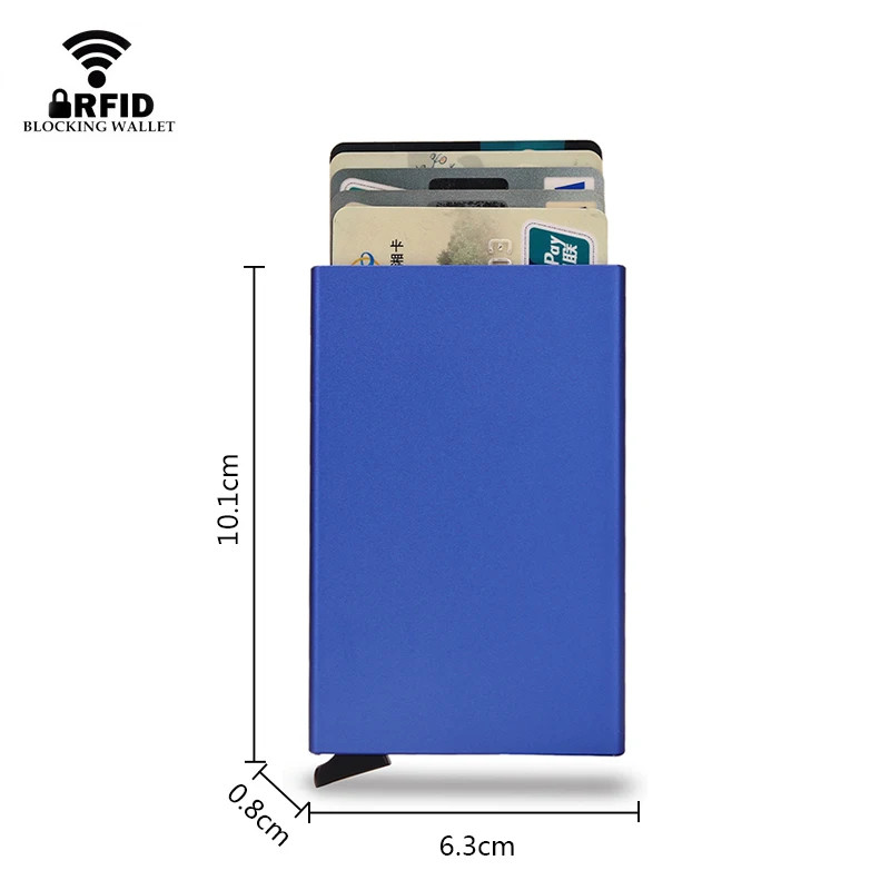 RFID Blocking Minimalist Pop-Up Slim Metal Credit Card Holder Wallet