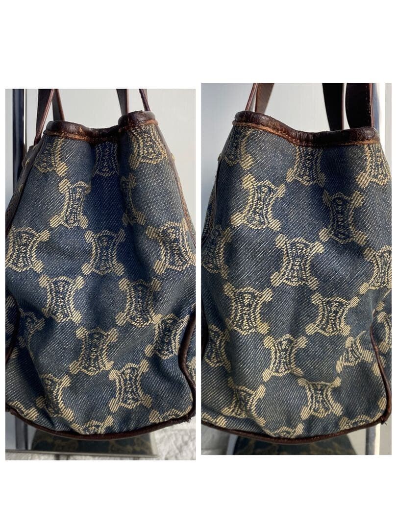 CELINE Mini handbag Paris Macadam Denim Triomphe Vintage Auth From Japan