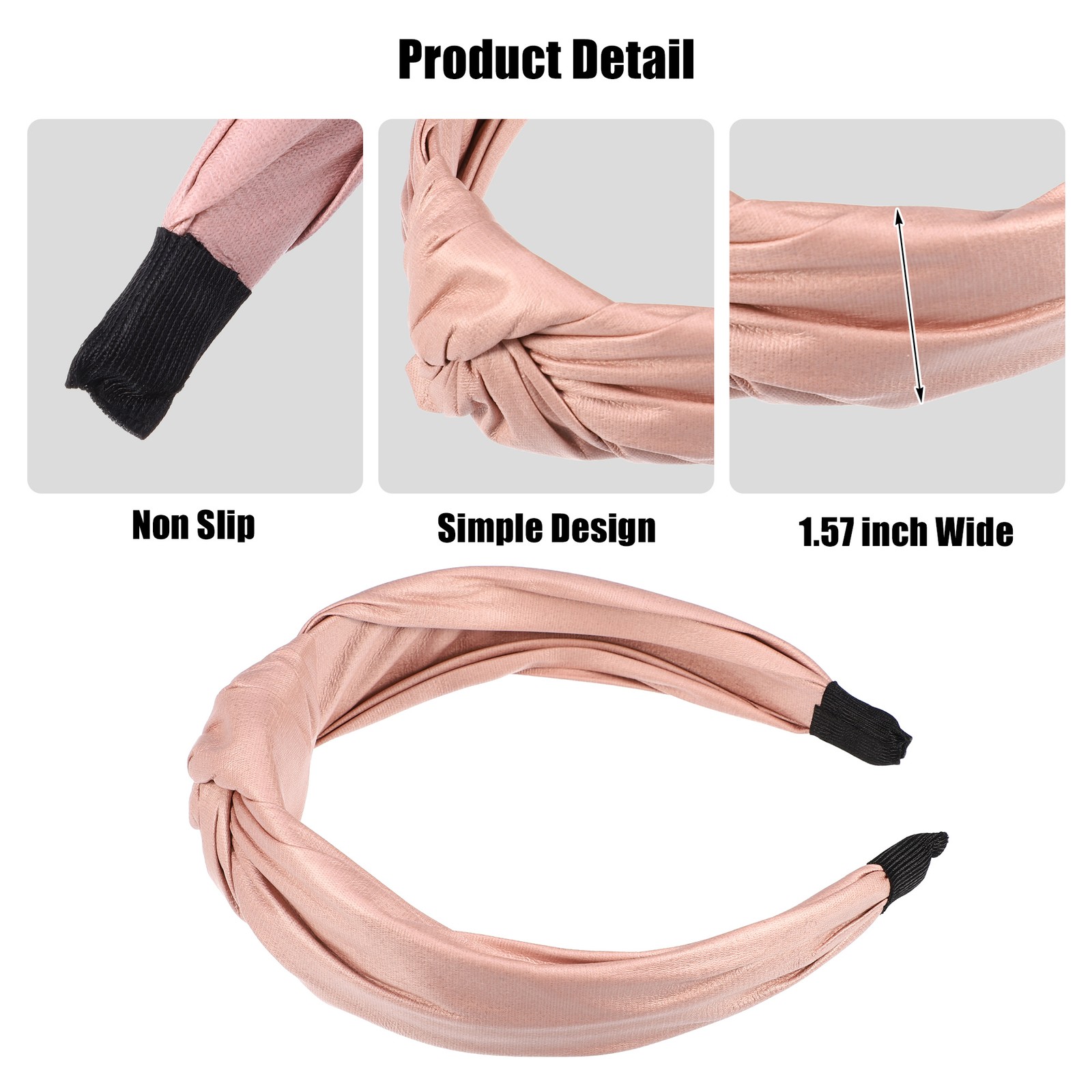1Pcs Faux Leather Knotted Headband Cross Knot Hairband for Women Pink 1.57″ Wide