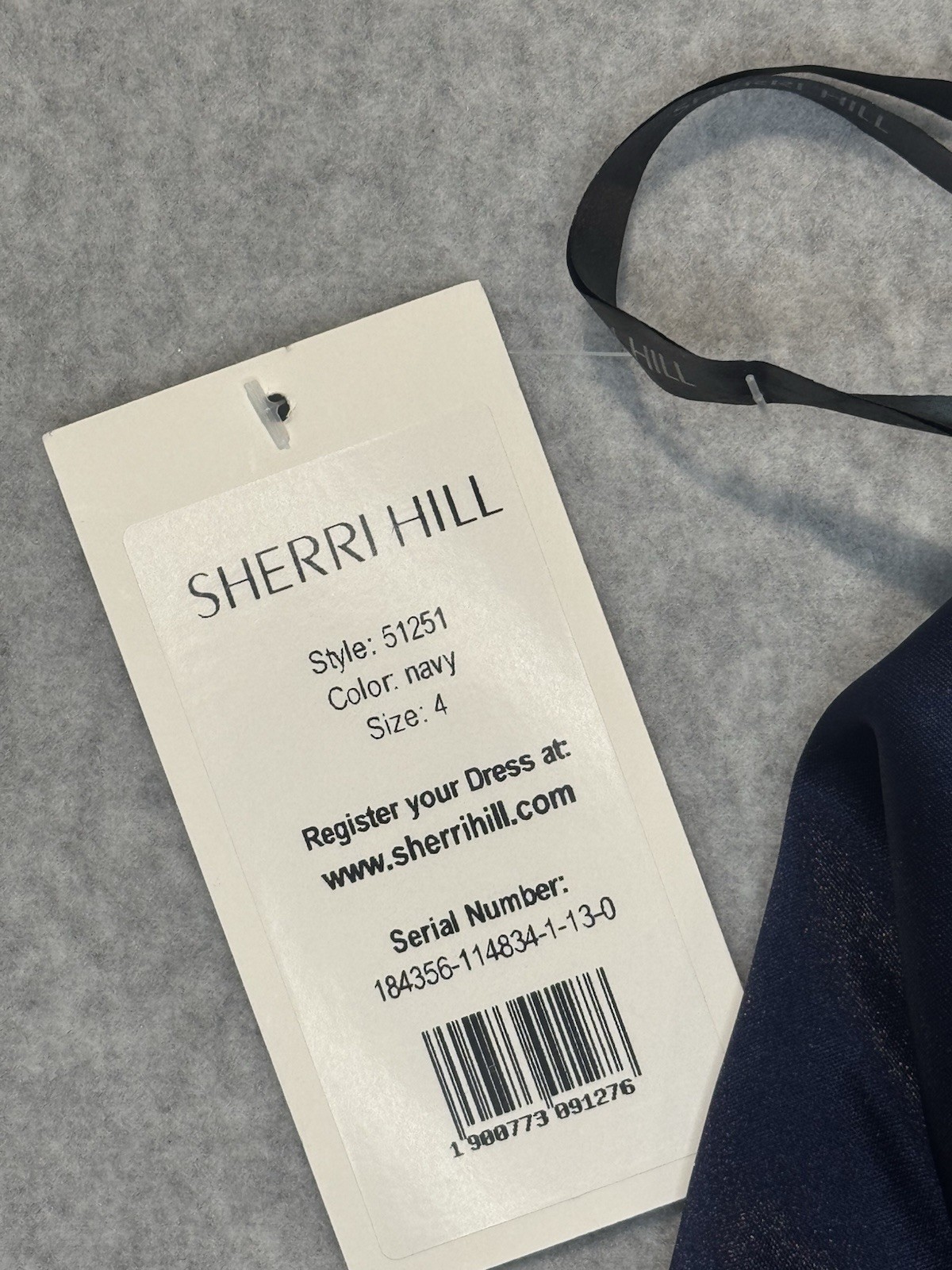Sherri Hill Navy Satin V-Neck two-piece Maxi Dress Train Lined Zip 4 51251