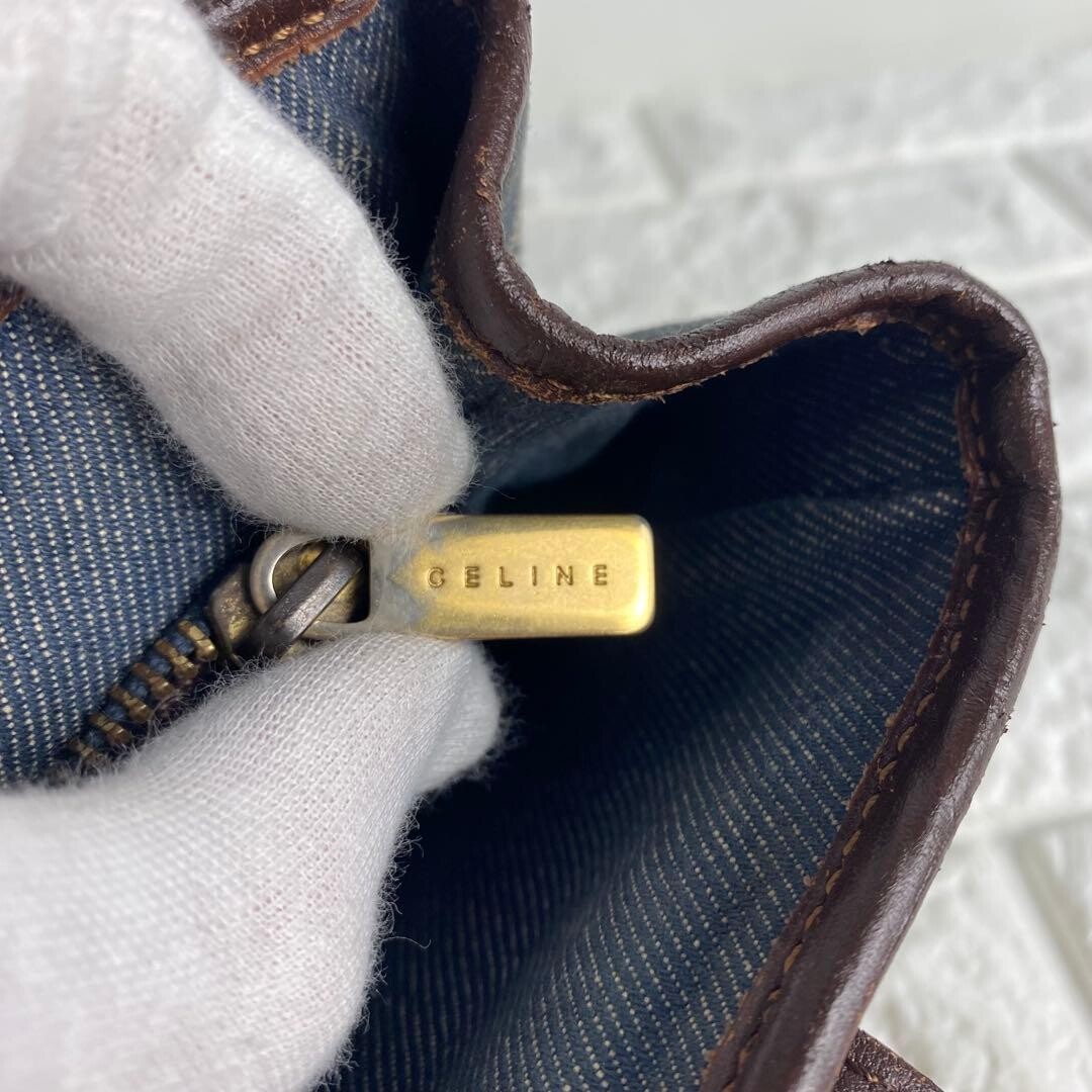 CELINE Mini handbag Paris Macadam Denim Triomphe Vintage Auth From Japan