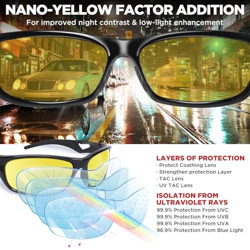 Polarized Sports Sunglasses Driving Sun Glasses Shades for Black Night Version