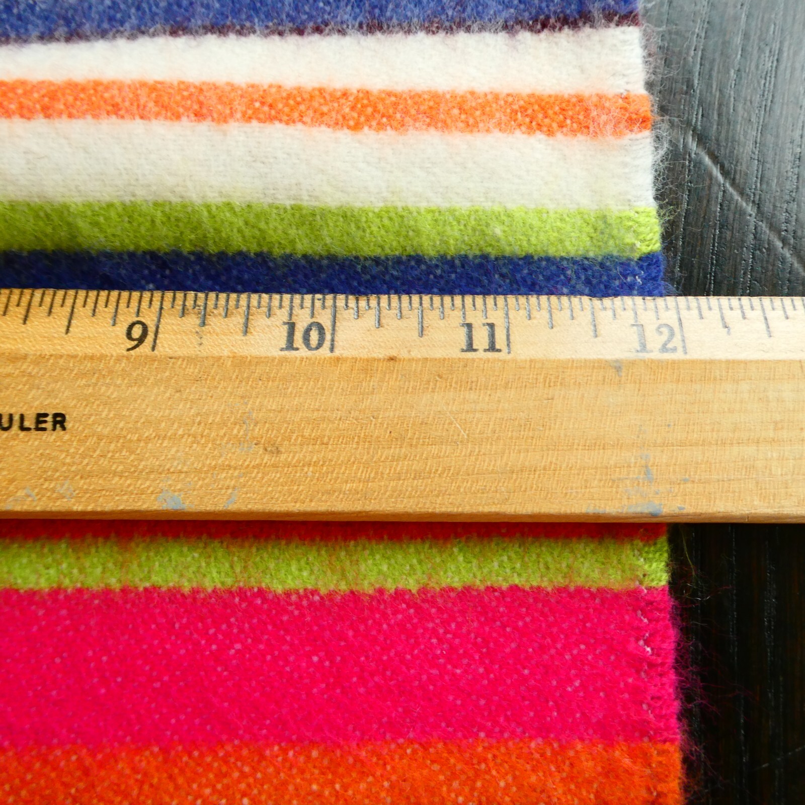 NEW 100% Pure Cashmere Bright Colors Striped Scarf 12×66 inch Fringe Germany