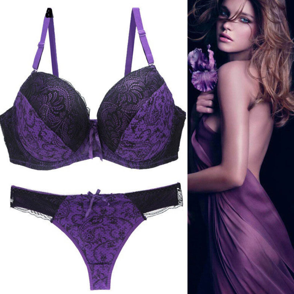 UK Ladies Sexy-Lingerie and Thong set Push Up Bra+Panties Set Bralette Brassiere