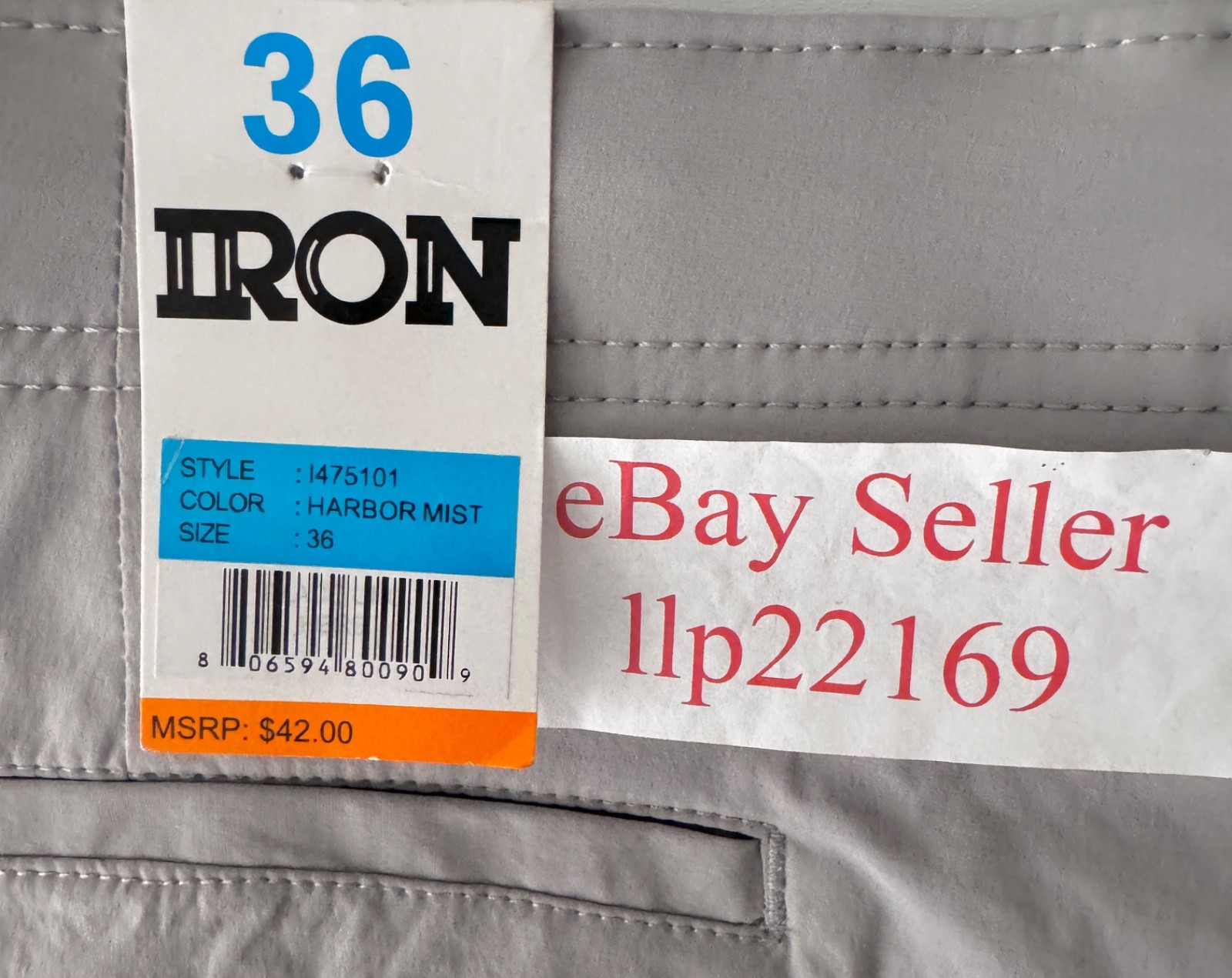 IRON CO Men’s Shorts Stretch Nylon Tech Fabric Flex Waist HARBOR MIST Size 30-38
